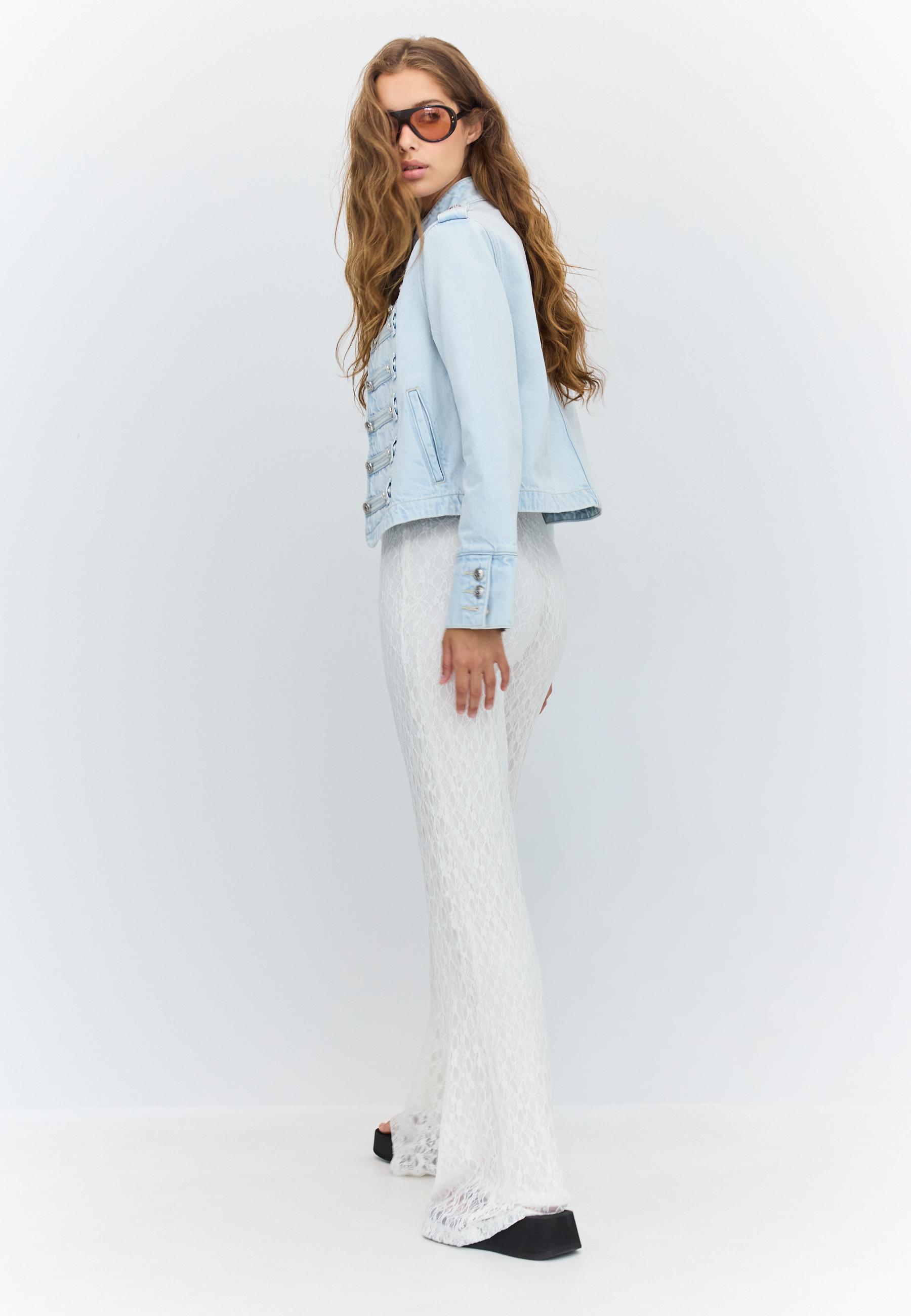 Lace bell bottom trousers — Ecru