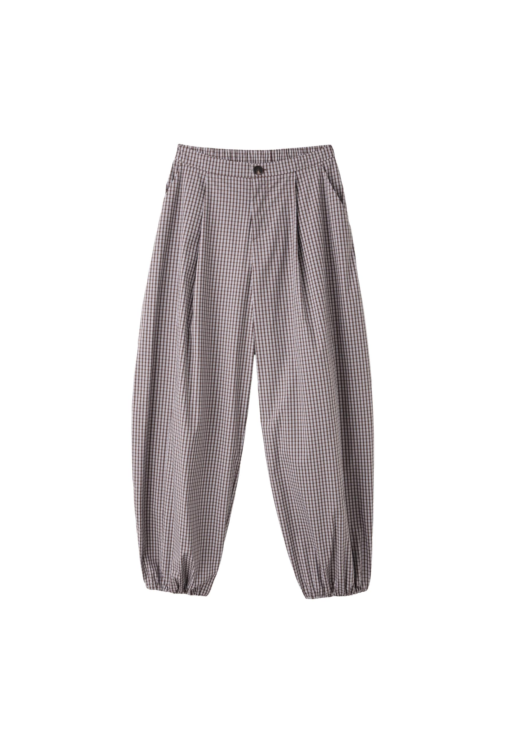Checked balloon trousers — Brown