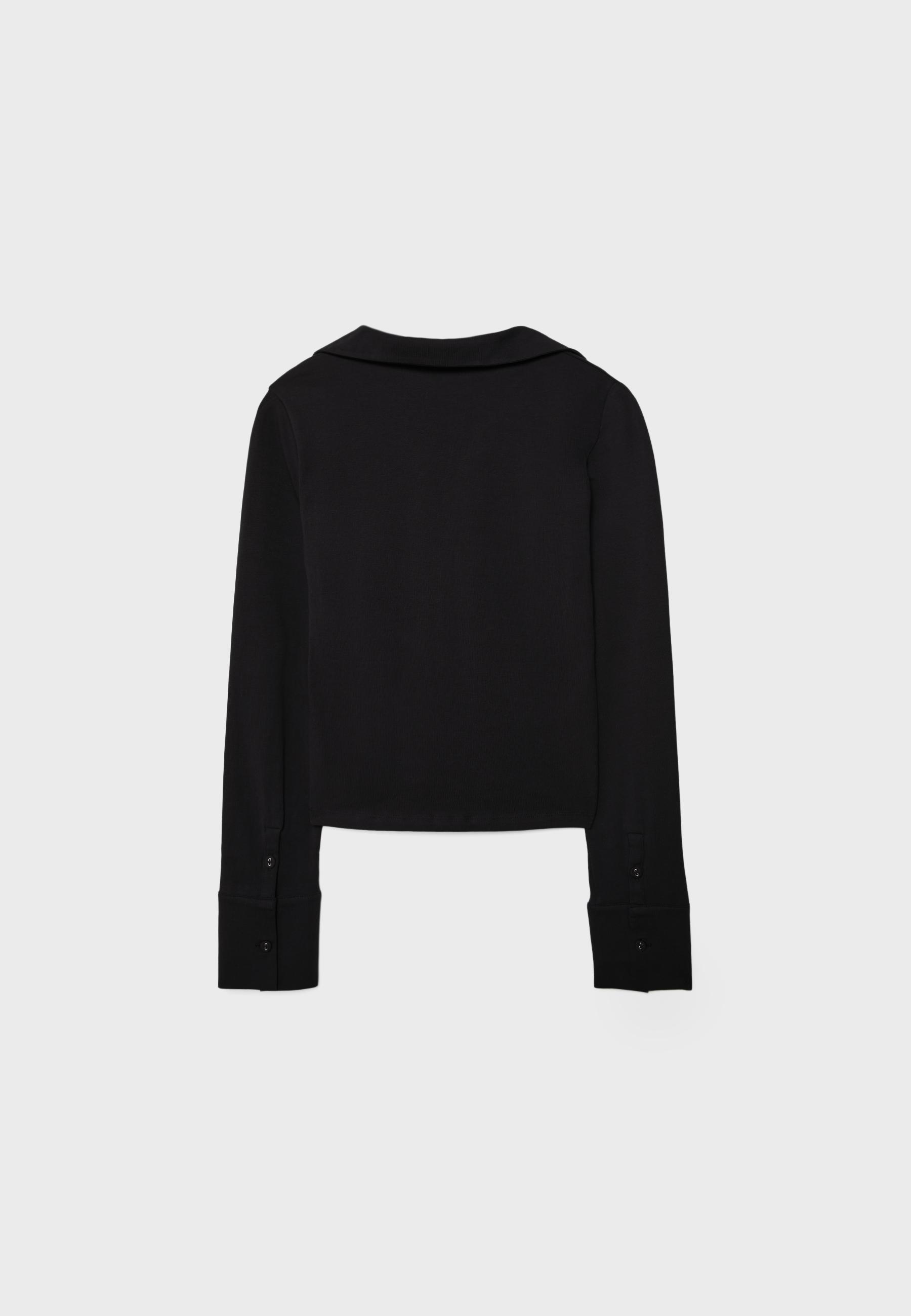 Knit shirt with buttons — Black