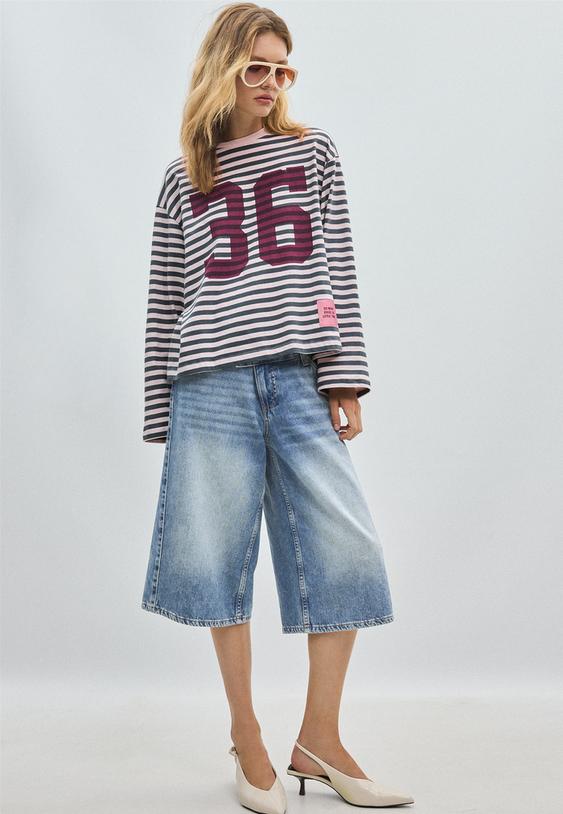 tshirt manches longues raye imprime