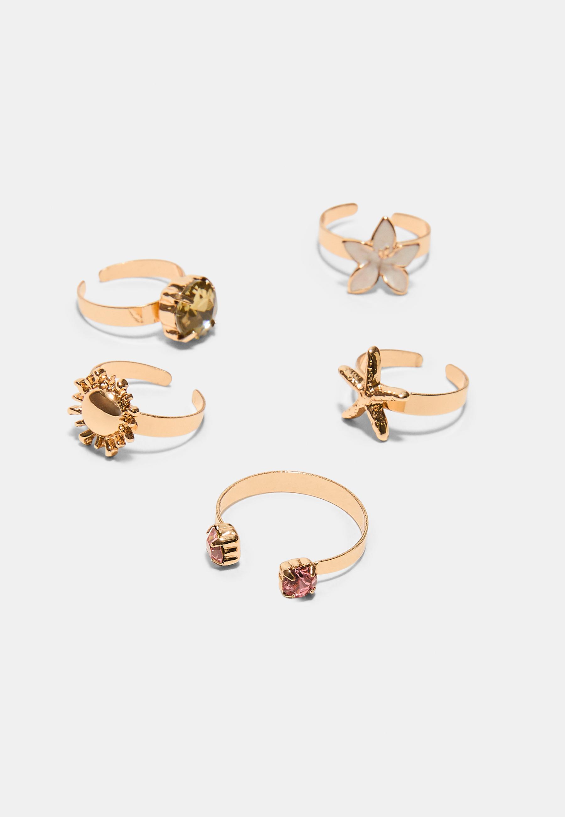 Set of 5 toe rings — Gold