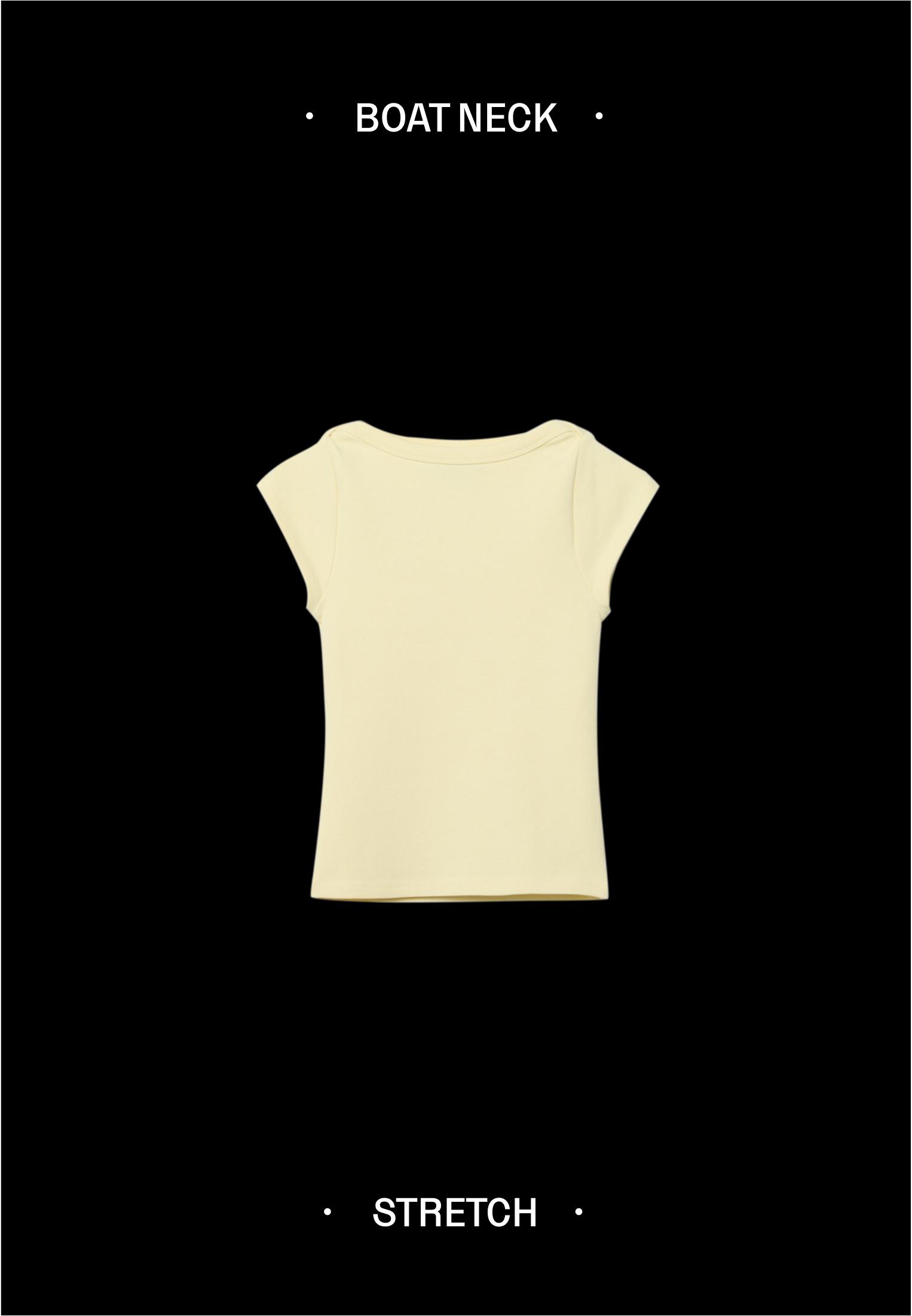 Basic boat neck T-shirt — Pastel yellow