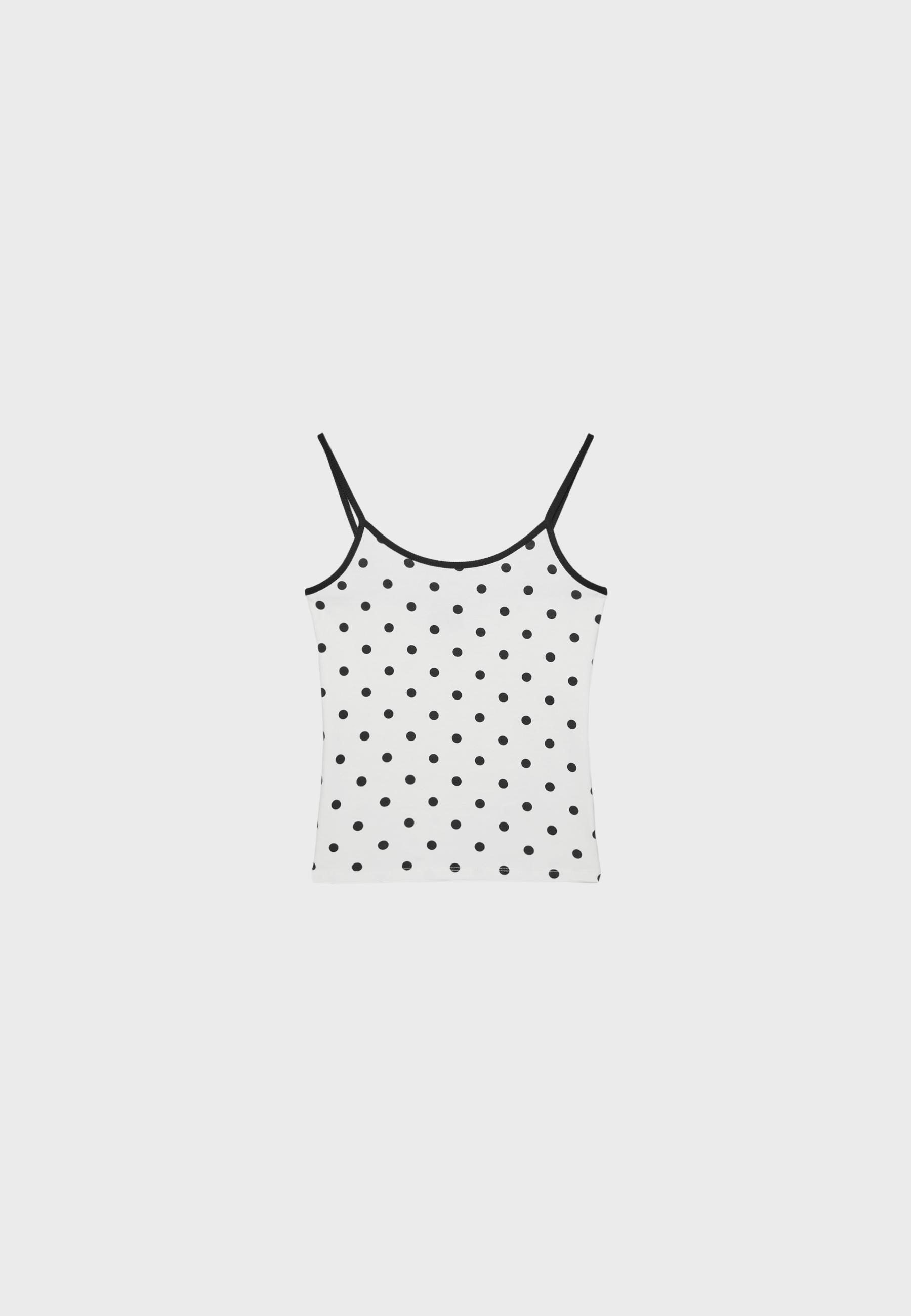 B07 Ribbed polka dot strappy top