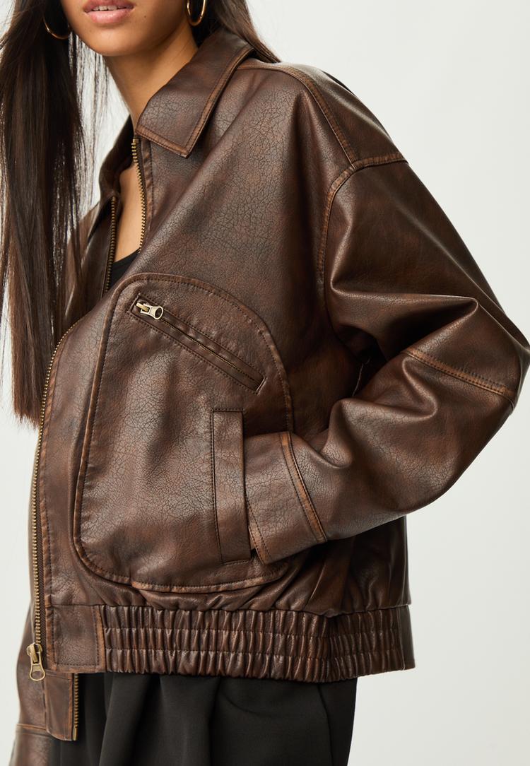 leather effect jacket with pockets
