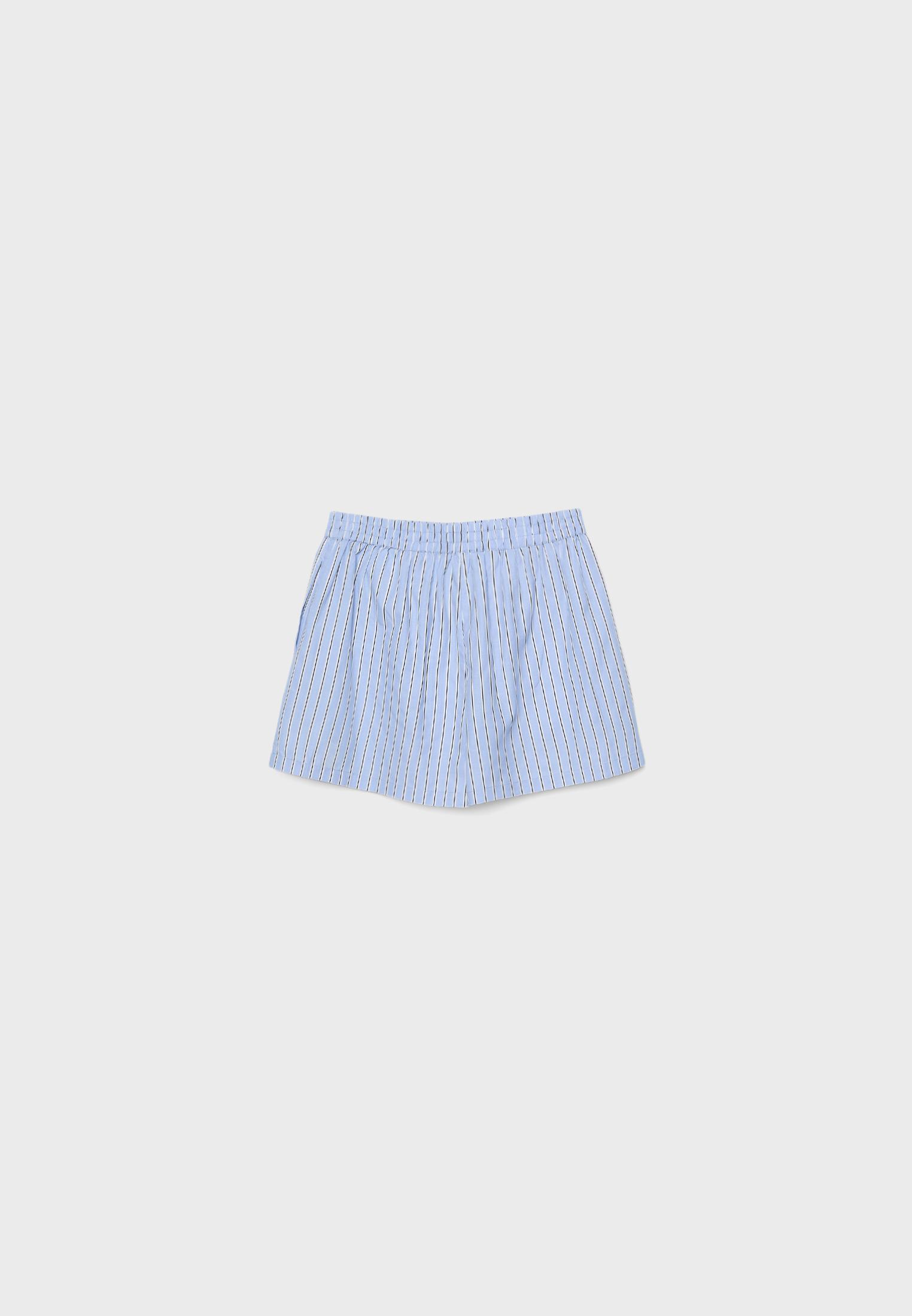 Striped poplin shorts with elasticated waistband — Sky blue