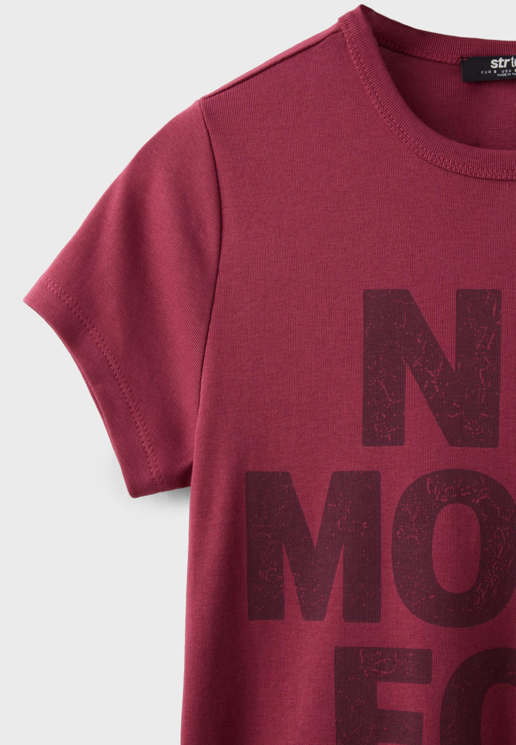Printed short sleeve T-shirt — Dark red