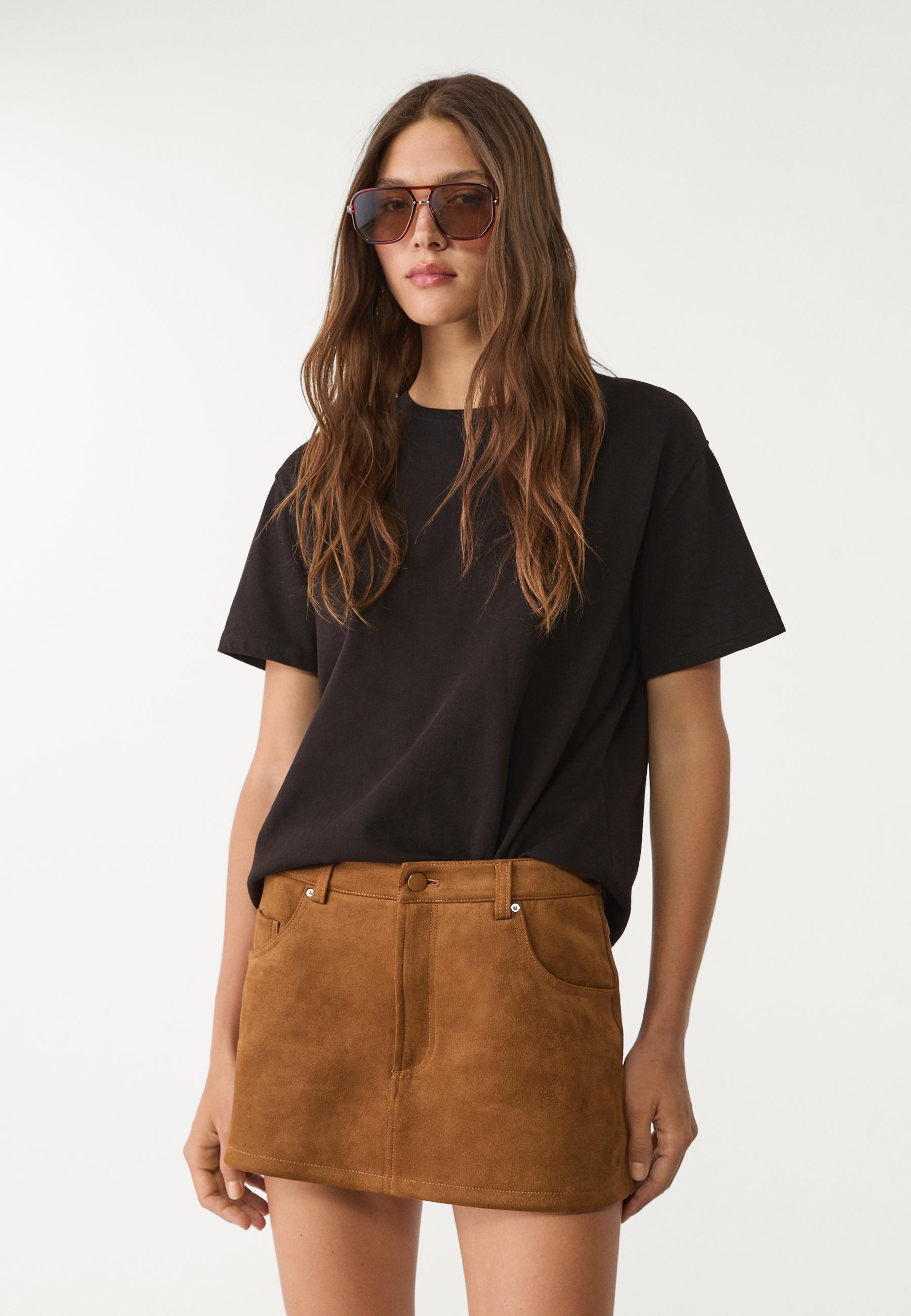 Jupe-short En Vichy Grise Stradivarius Taille 36 - Look Chic Et Moderne !
