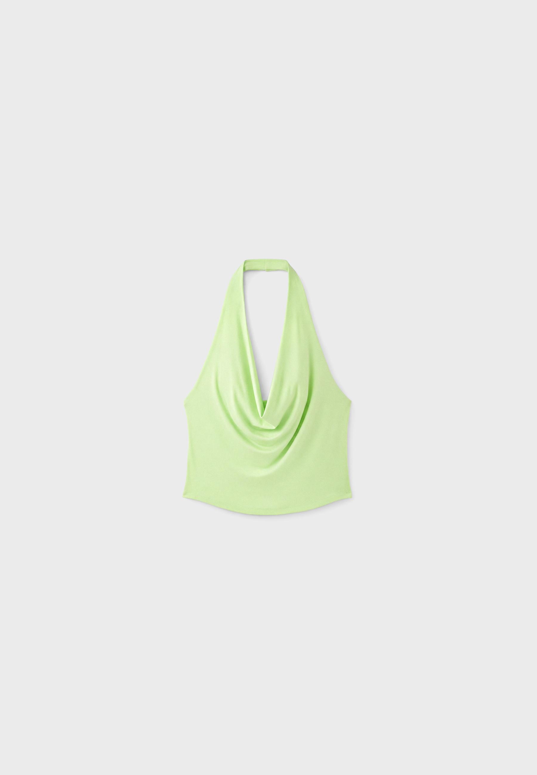 Draped halter top — Green