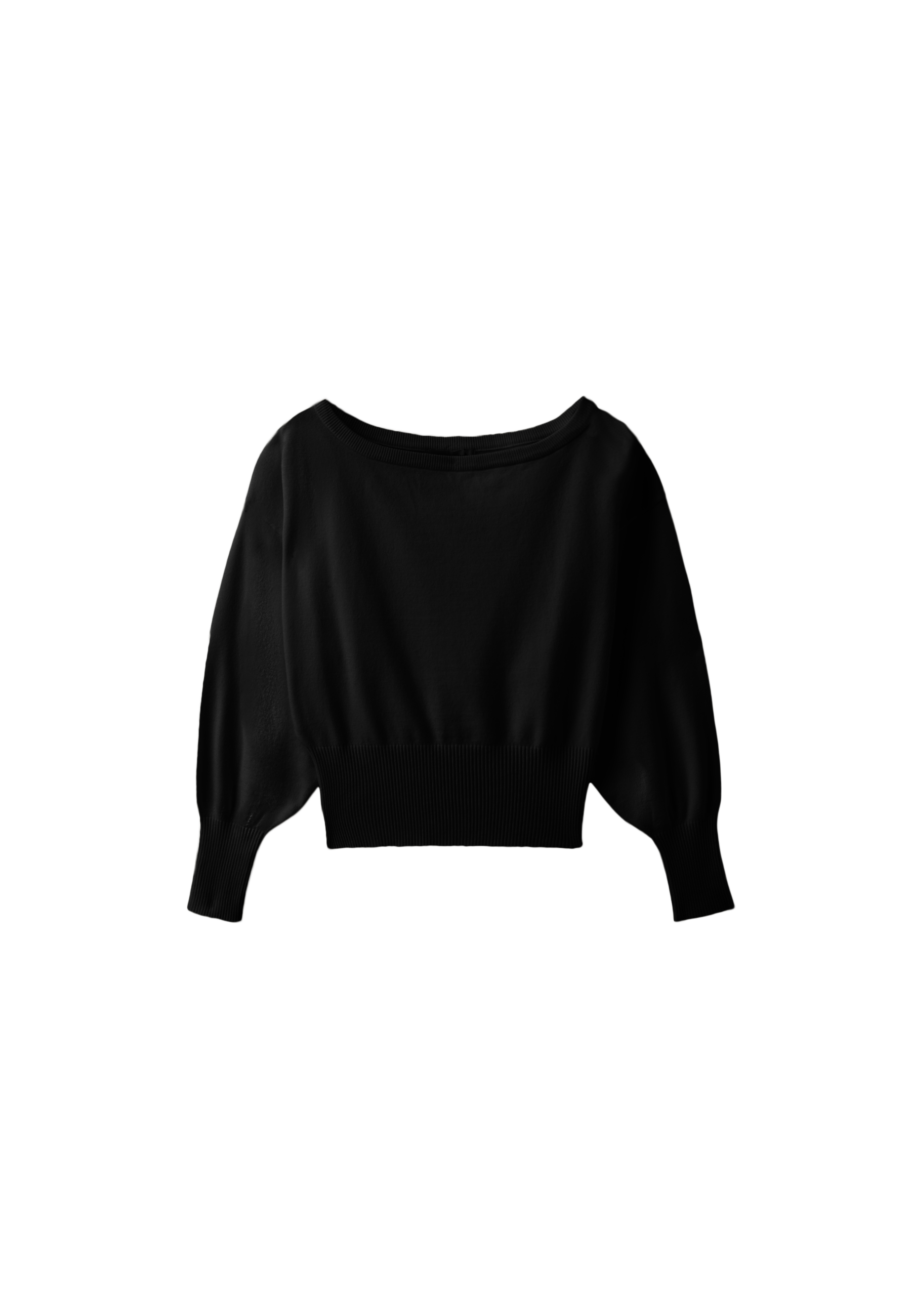 Asymmetric ribbed hem knit jumper — Black