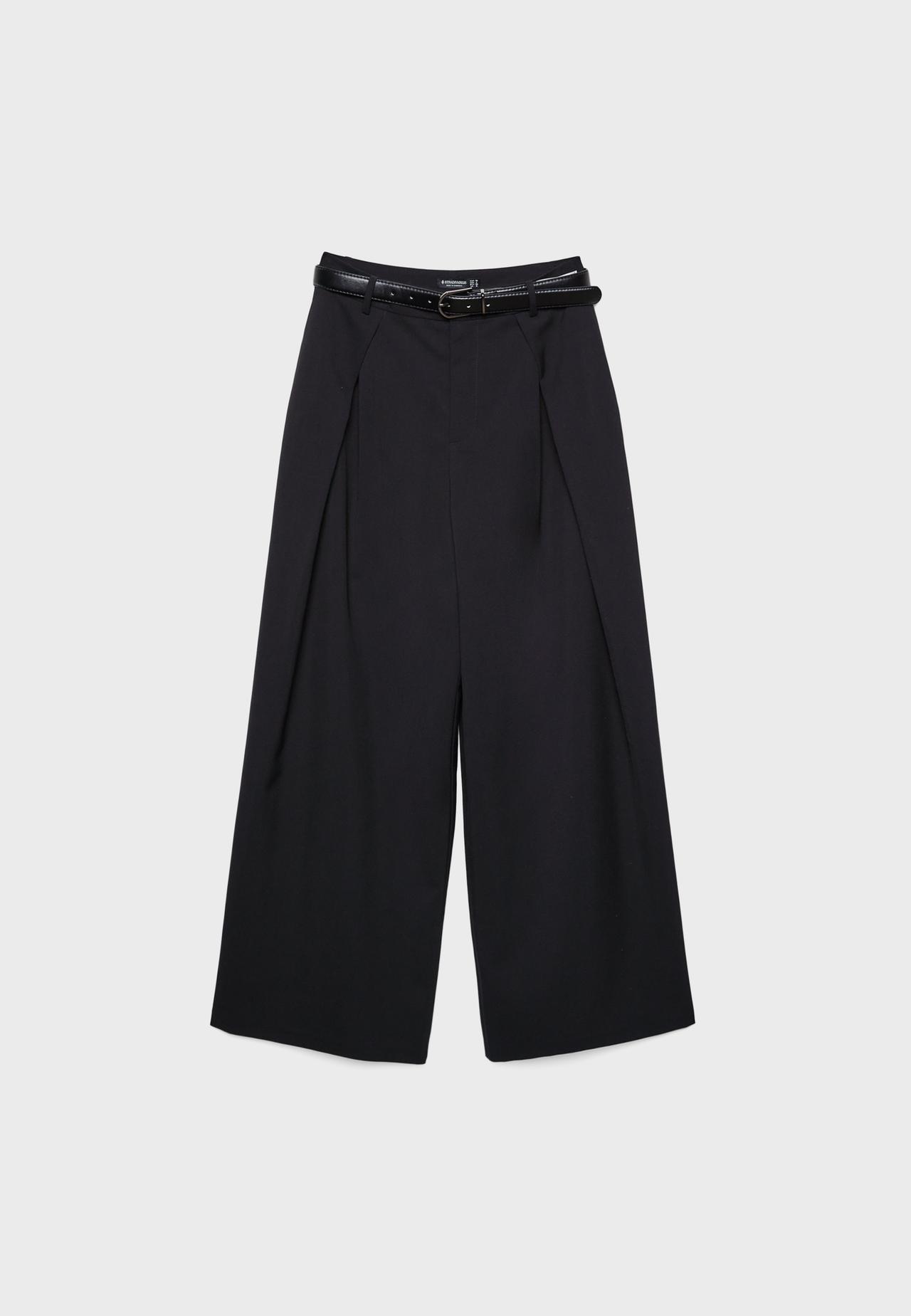 Maxi-darted trousers with belt — Black