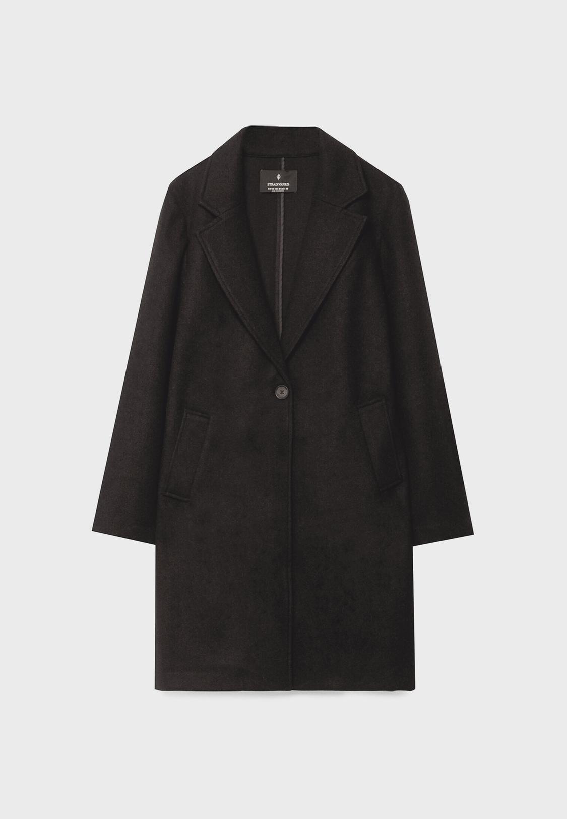 Wool Coat Mantel Aus Wildlederimitat Zara Midi-Mantel Mit Knopf