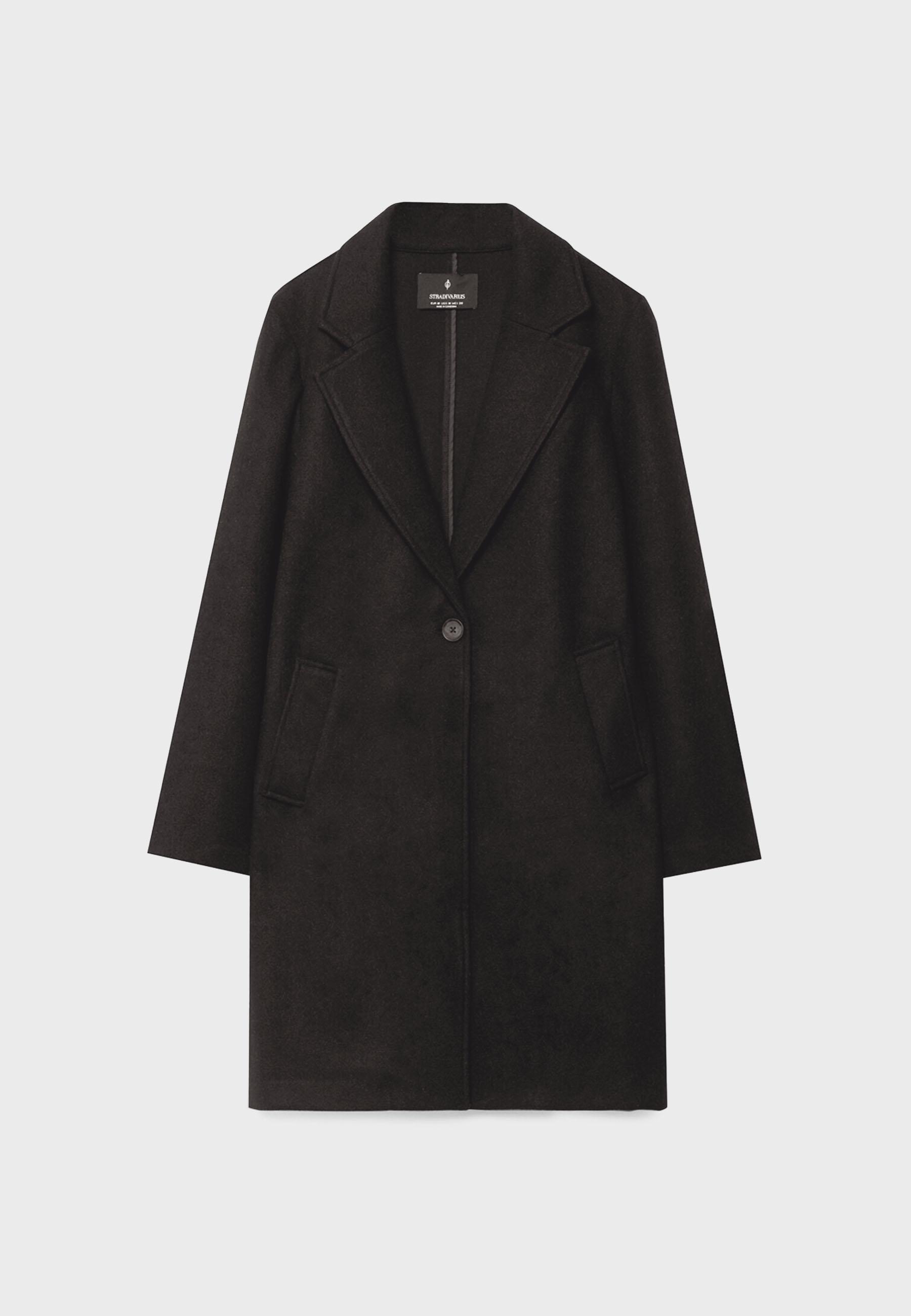 Soft-touch button-up midi coat