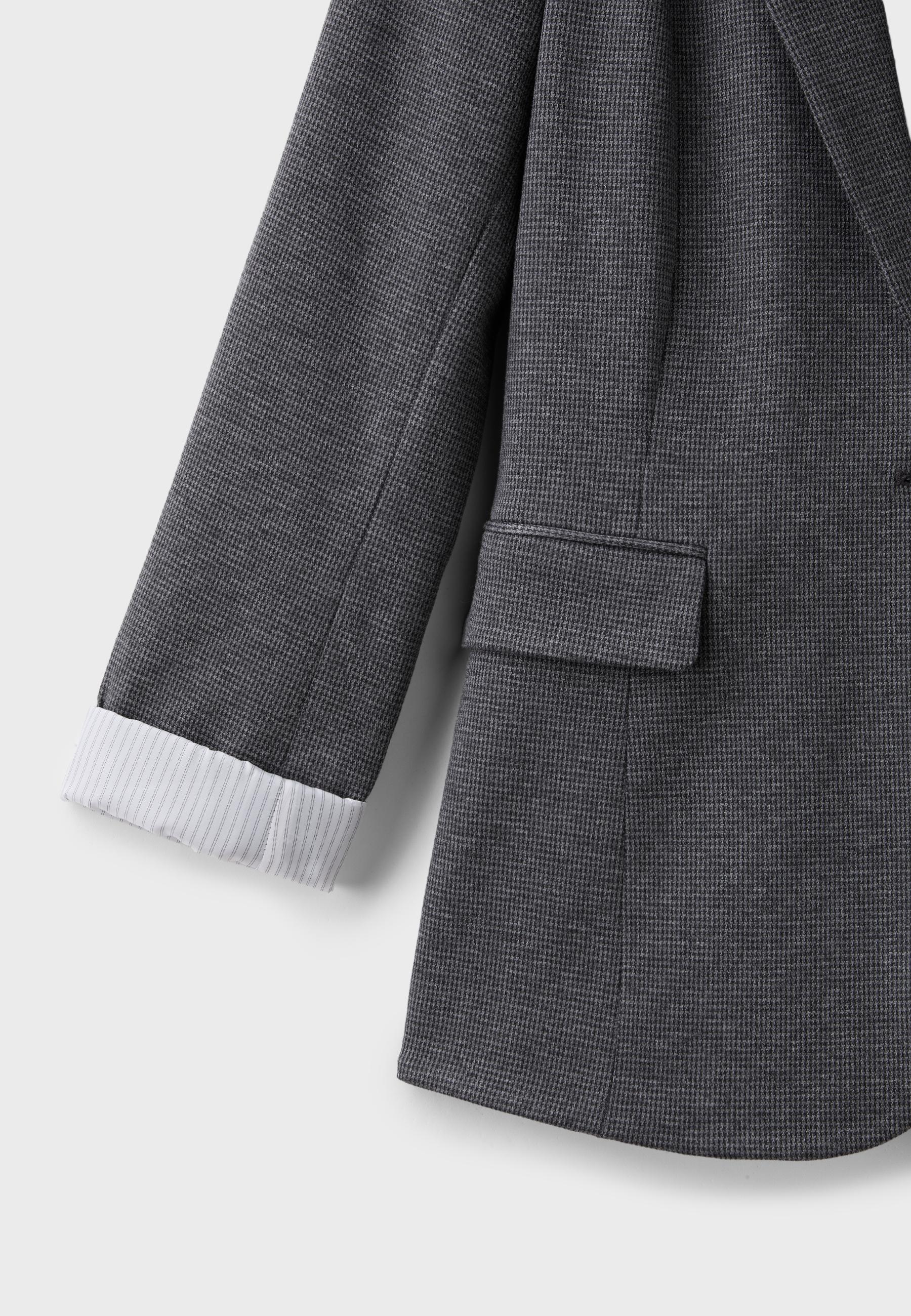 Regular fit houndstooth blazer — Grey