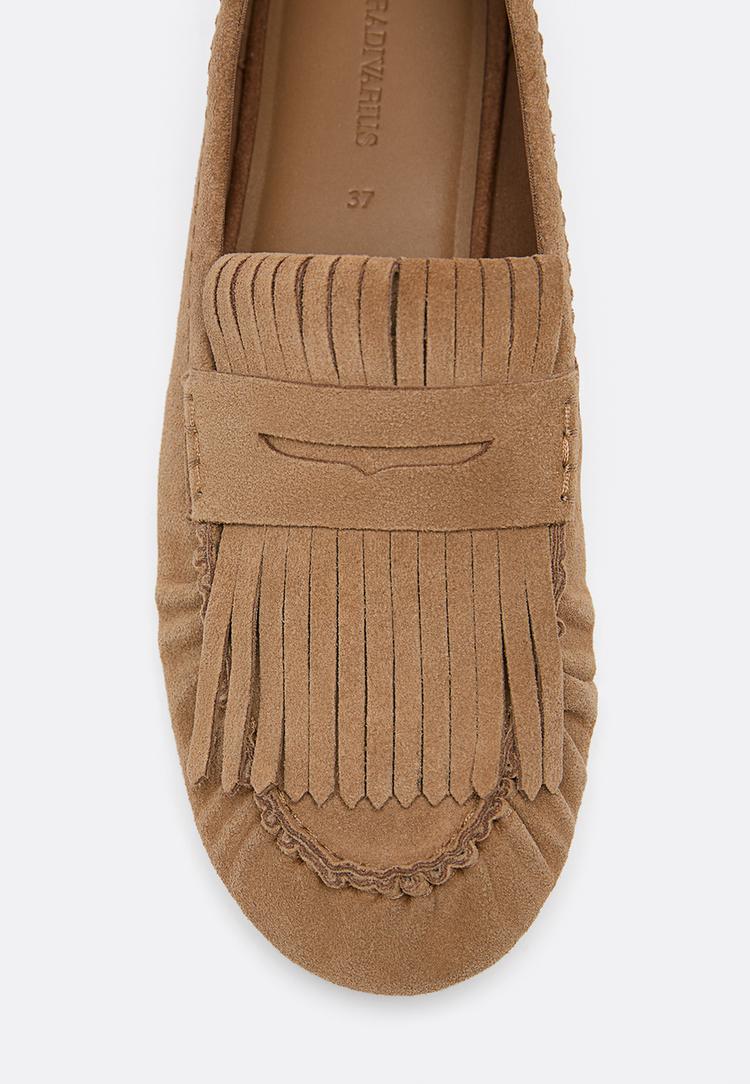 mocasines flecos piel
