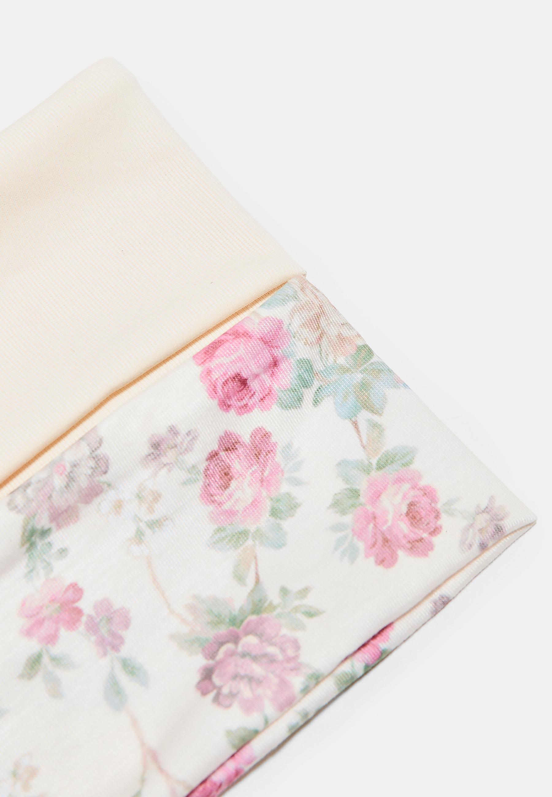 Set of 2 floral print elasticated hair bands — Ecru