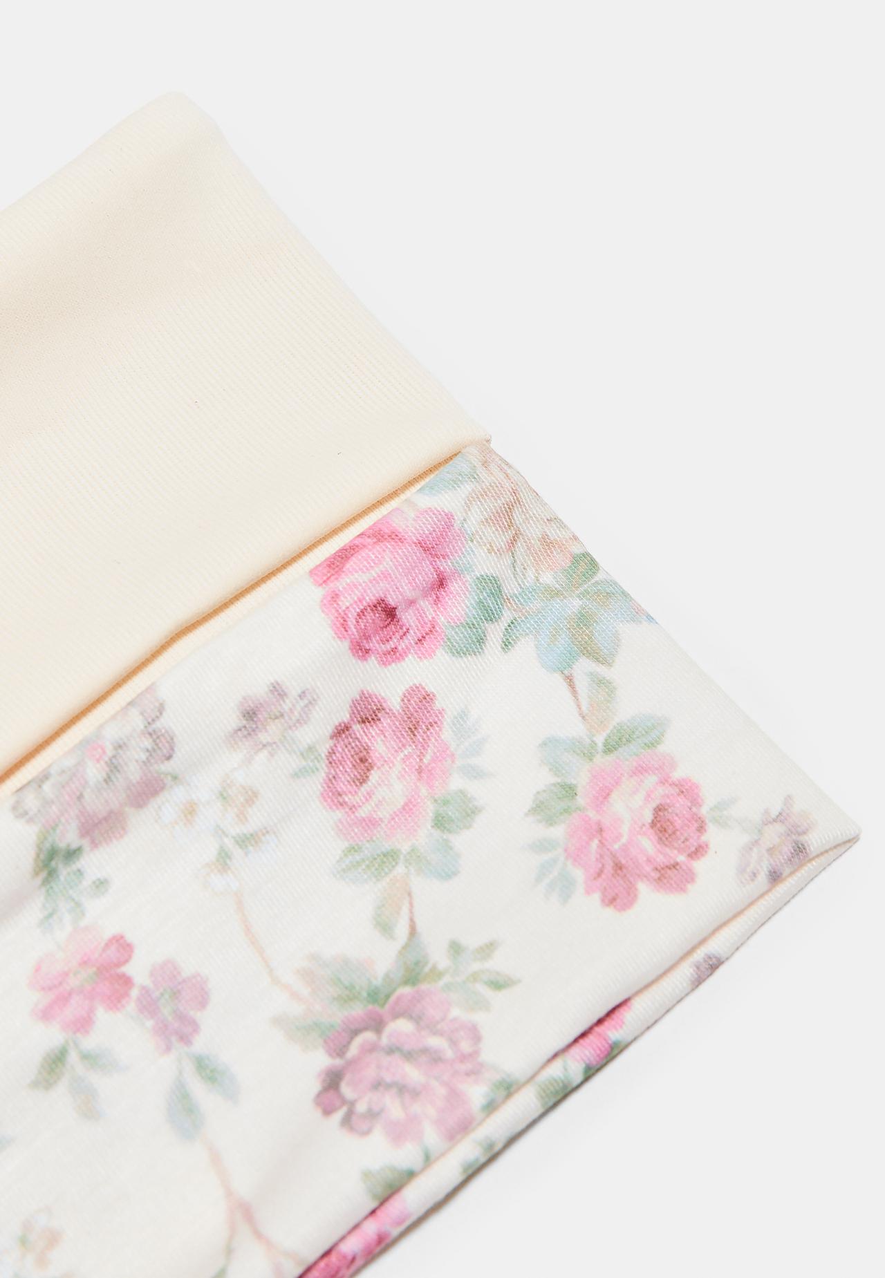 Set of 2 floral print elasticated fur headbands — Ecru