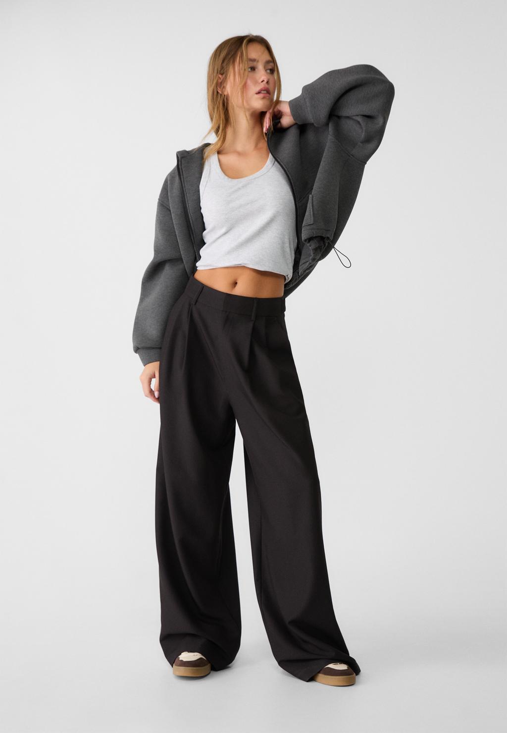 Super wide-leg adjustable trousers