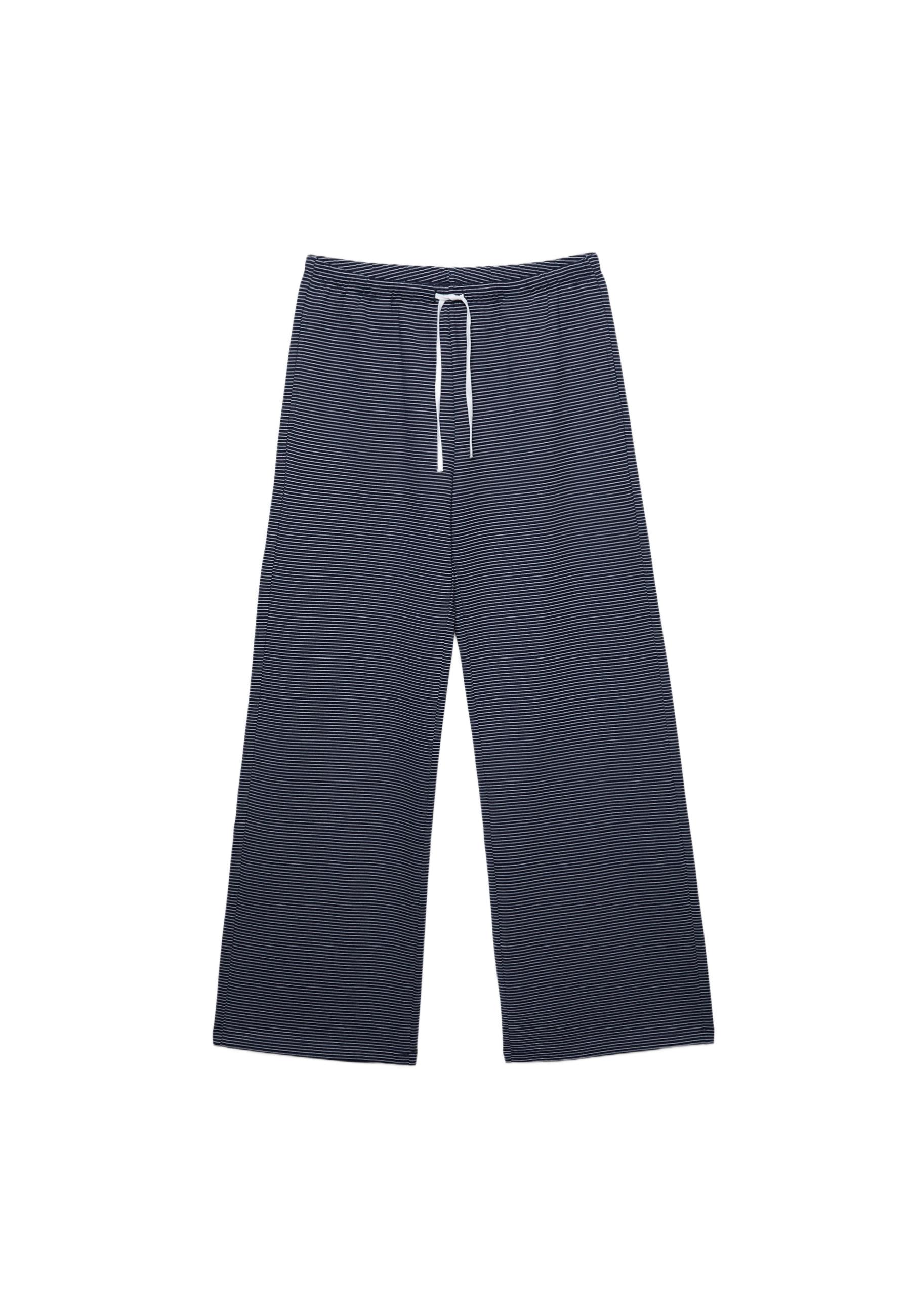 Striped wide-leg jogger trousers — Dark blue