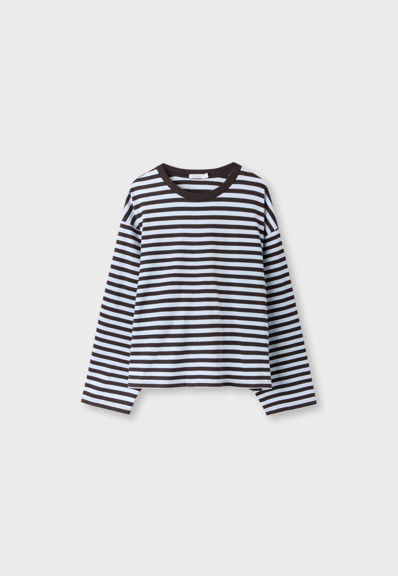 Striped long sleeve T-shirt — Sky blue