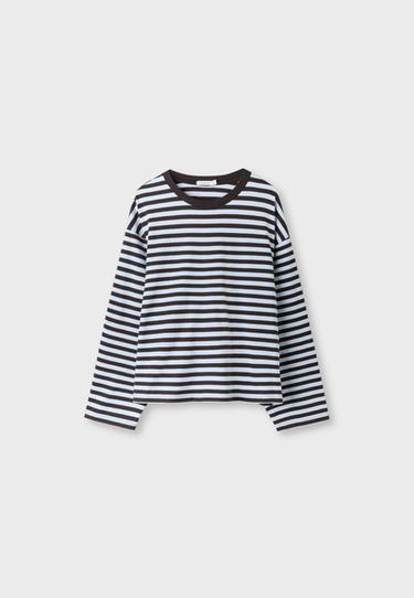 Striped long sleeve T-shirt — Sky blue 7