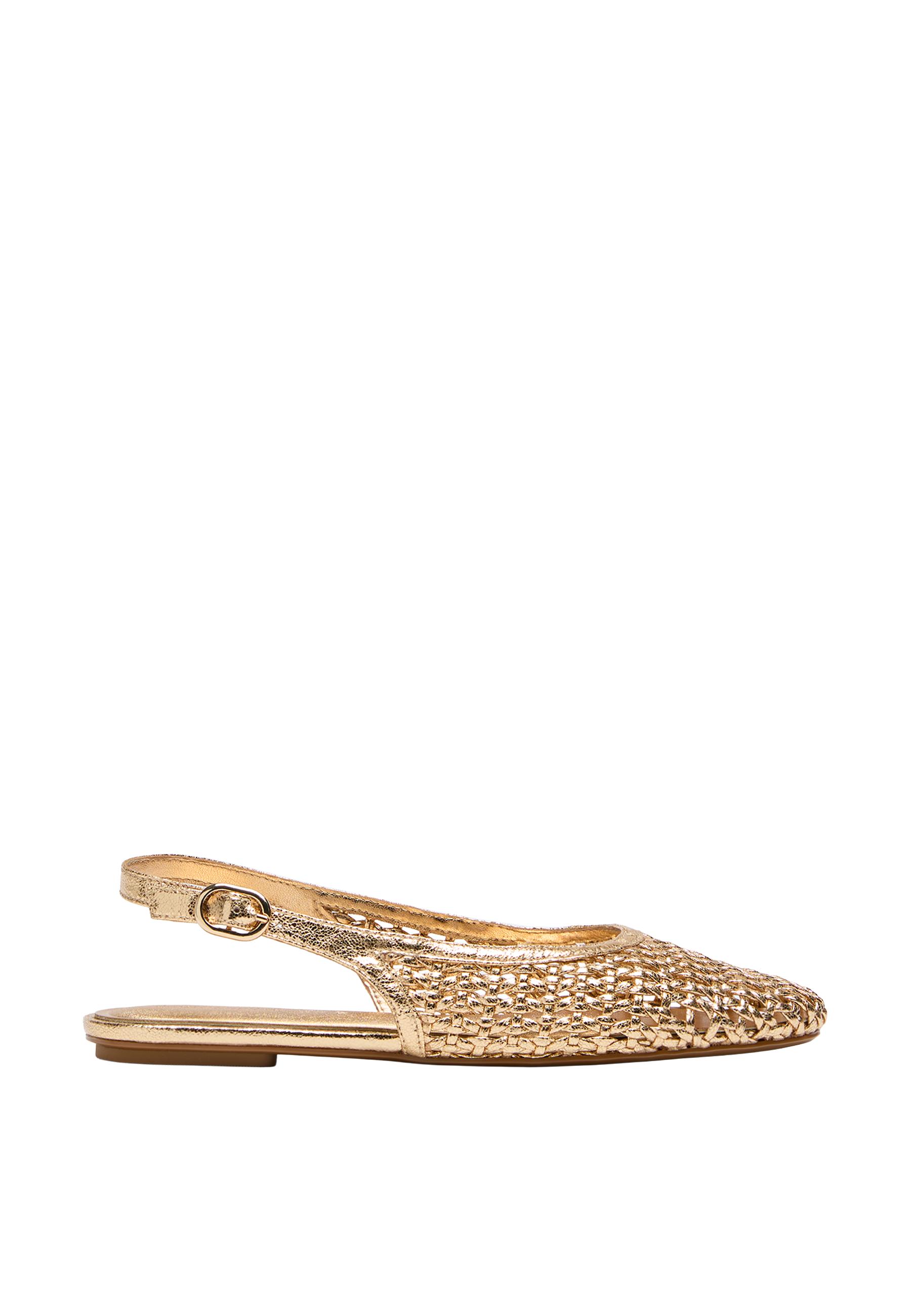 Braided slingback ballerina flats — GOLD