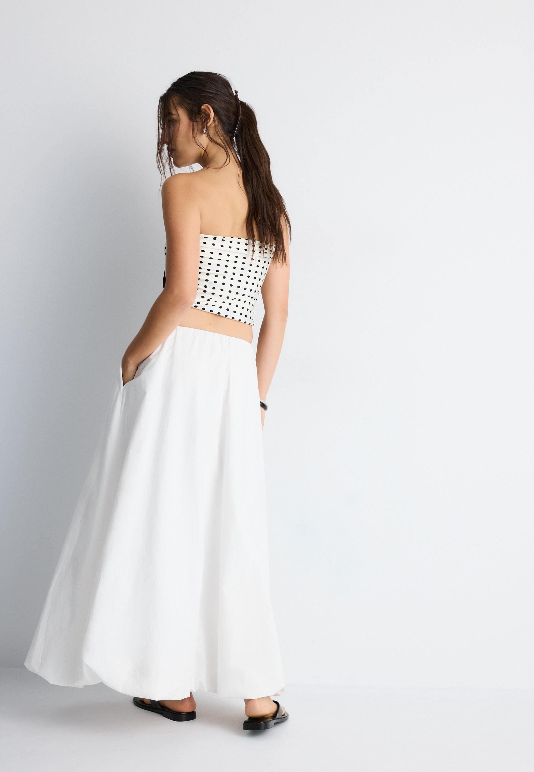 Poplin maxi balloon skirt — White