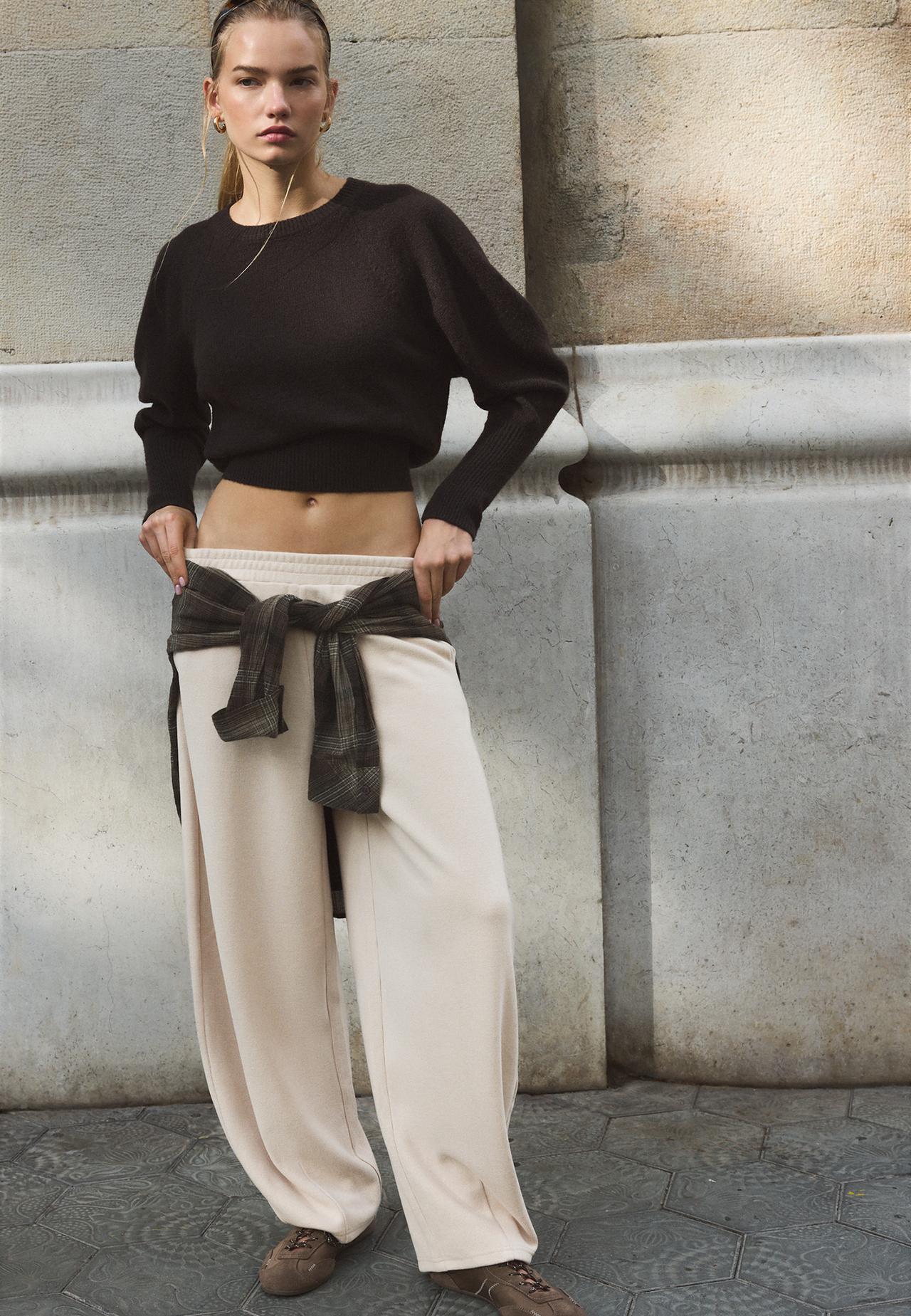 Soft-touch barrel joggers — Stone