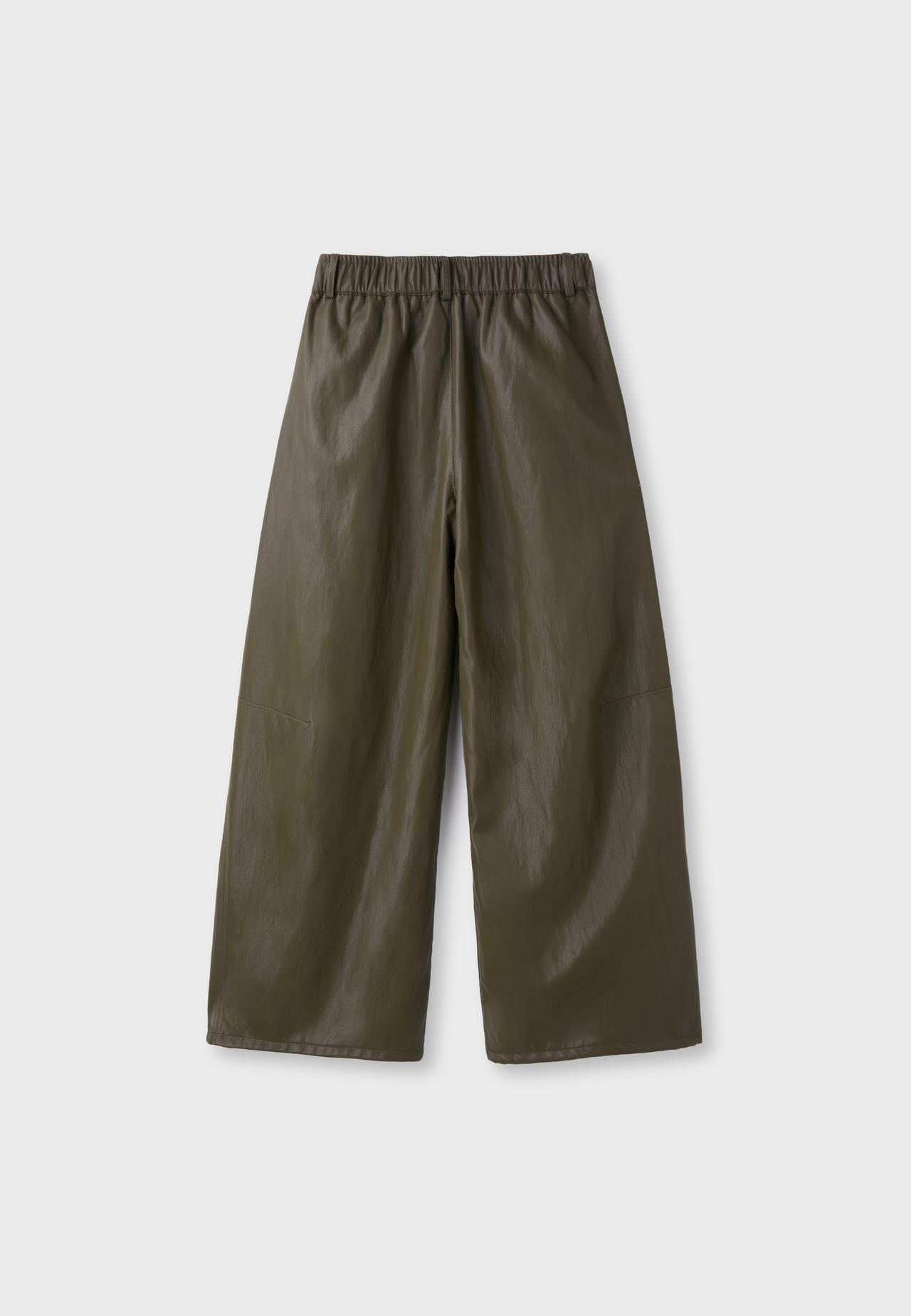 Leather effect trousers with dart detail — Khaki
