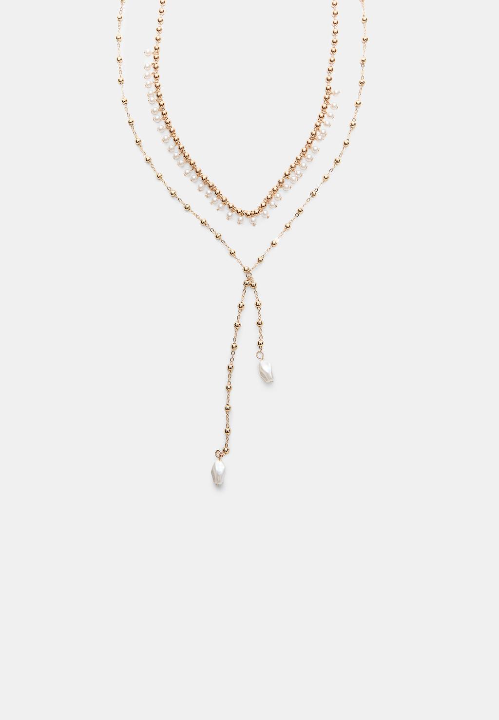 Set 2 collares lariat perlas