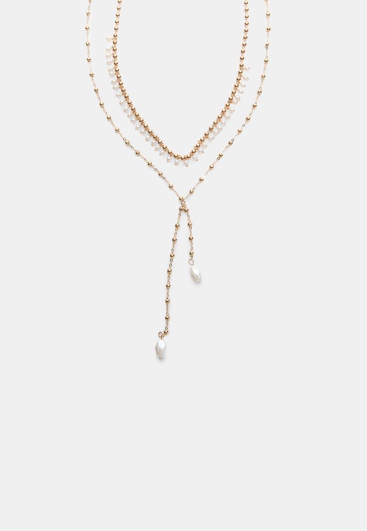 set 2 collares lariat perlas
