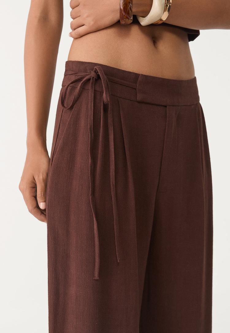 pantalon fluido lazo con lino