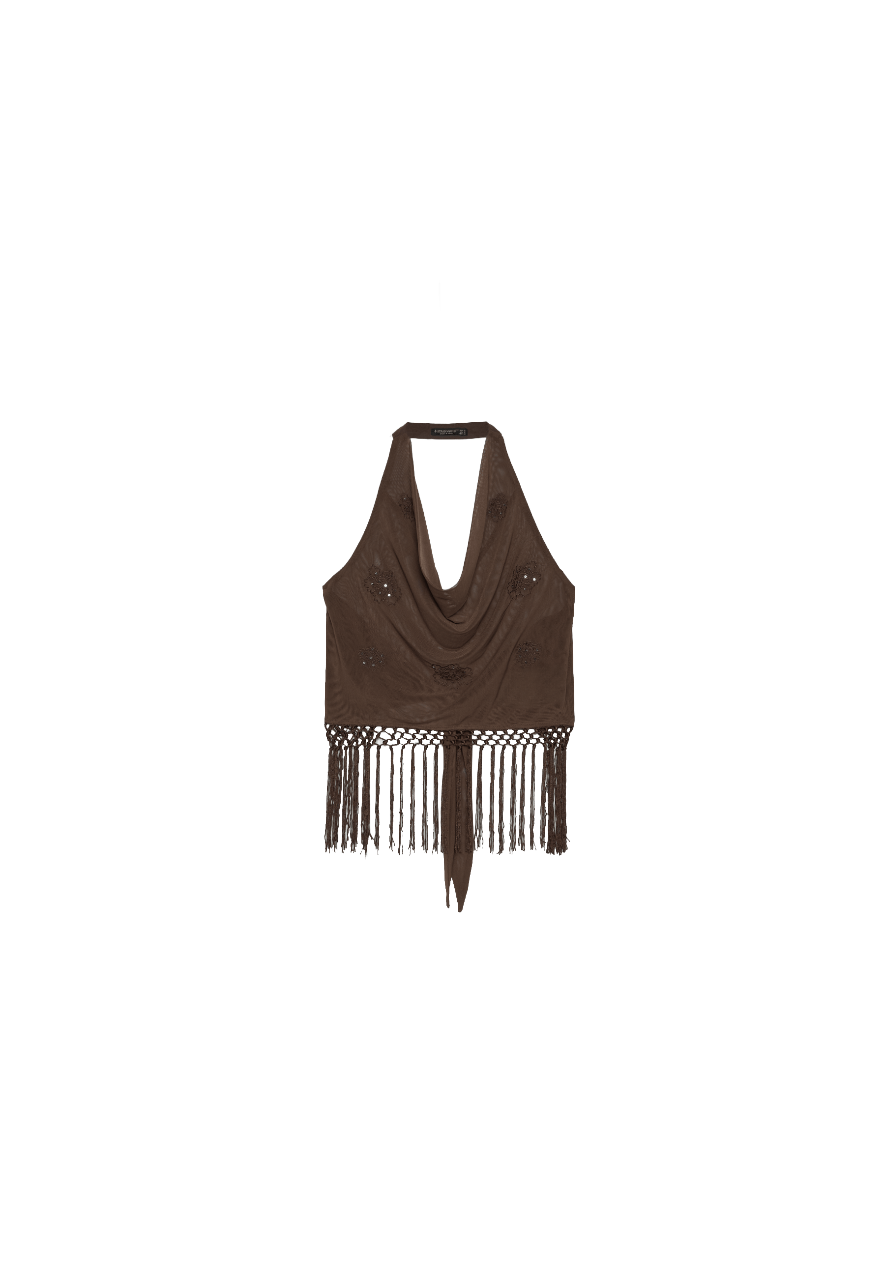 Fringed halter top — Brown