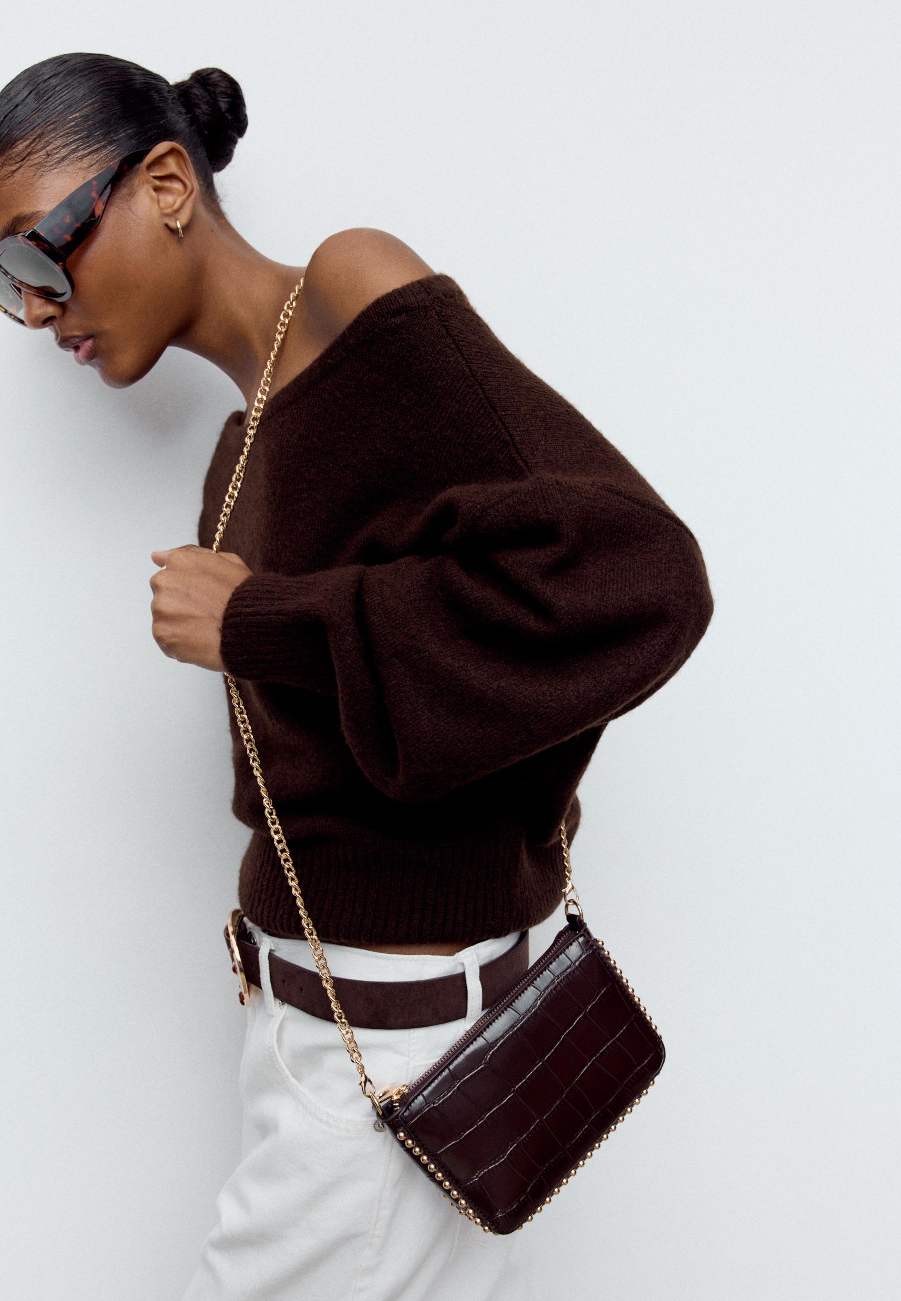 Stradivarius Boncuklu mini timsah deseni görünümlü çanta görsel 5