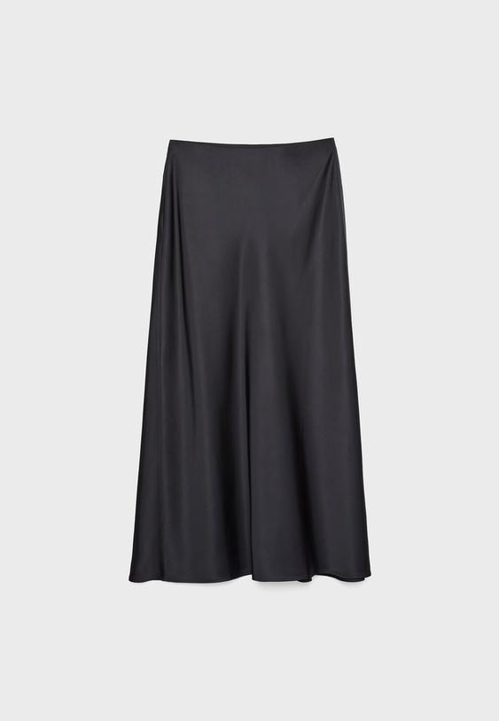 Saten midi etek - Görsel 7