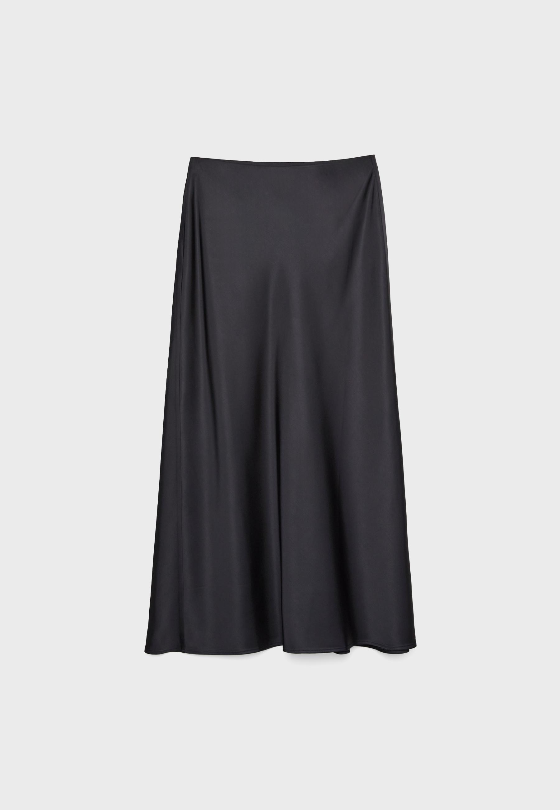 Satin midi skirt — Black
