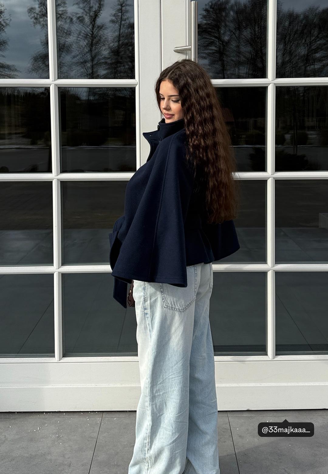 Soft-touch Cape Jacket — Dark blue