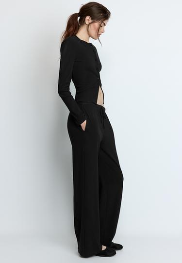 Soft-touch ribbed trousers — Black 1