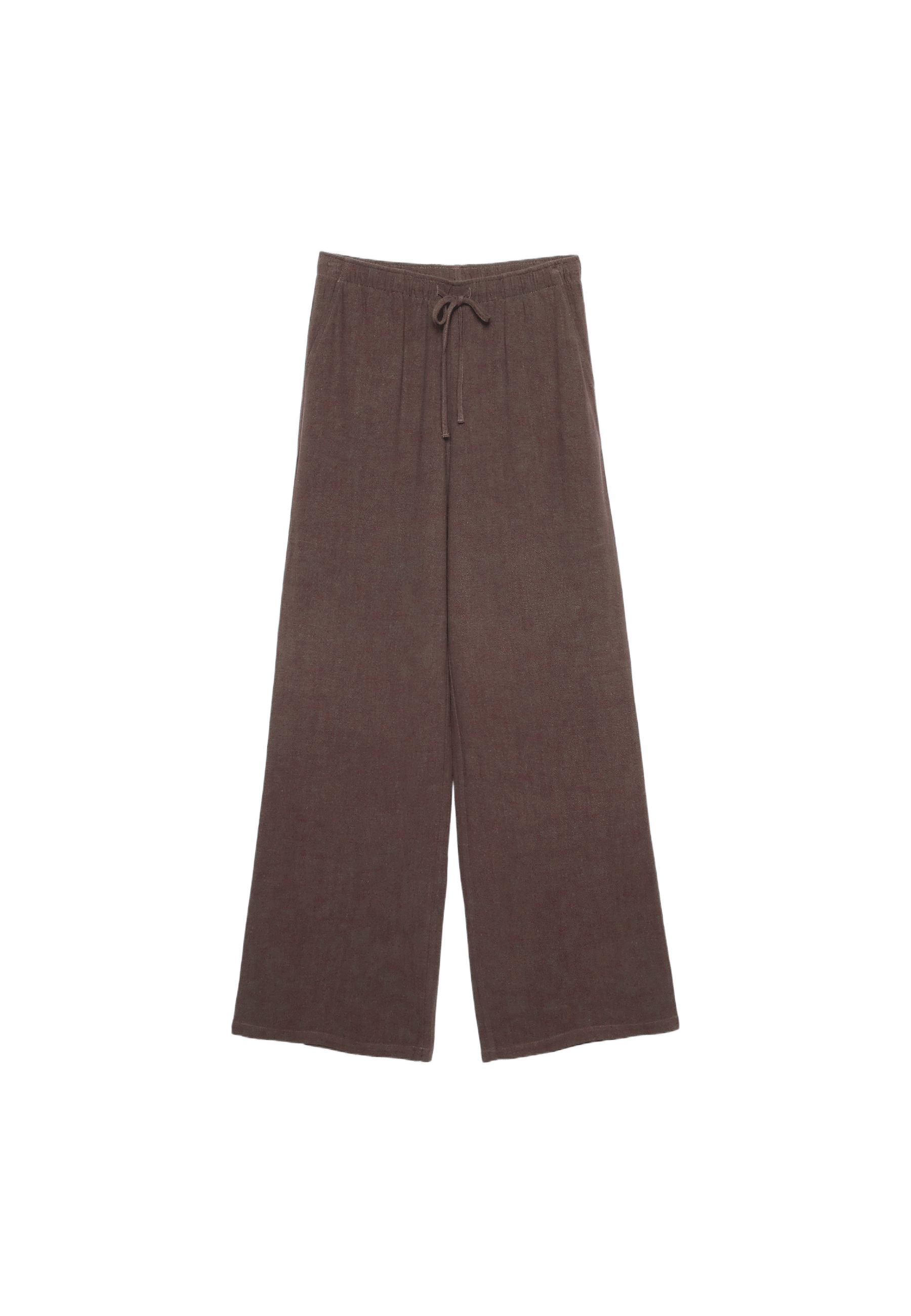 Straight-leg linen-look trousers — Brown