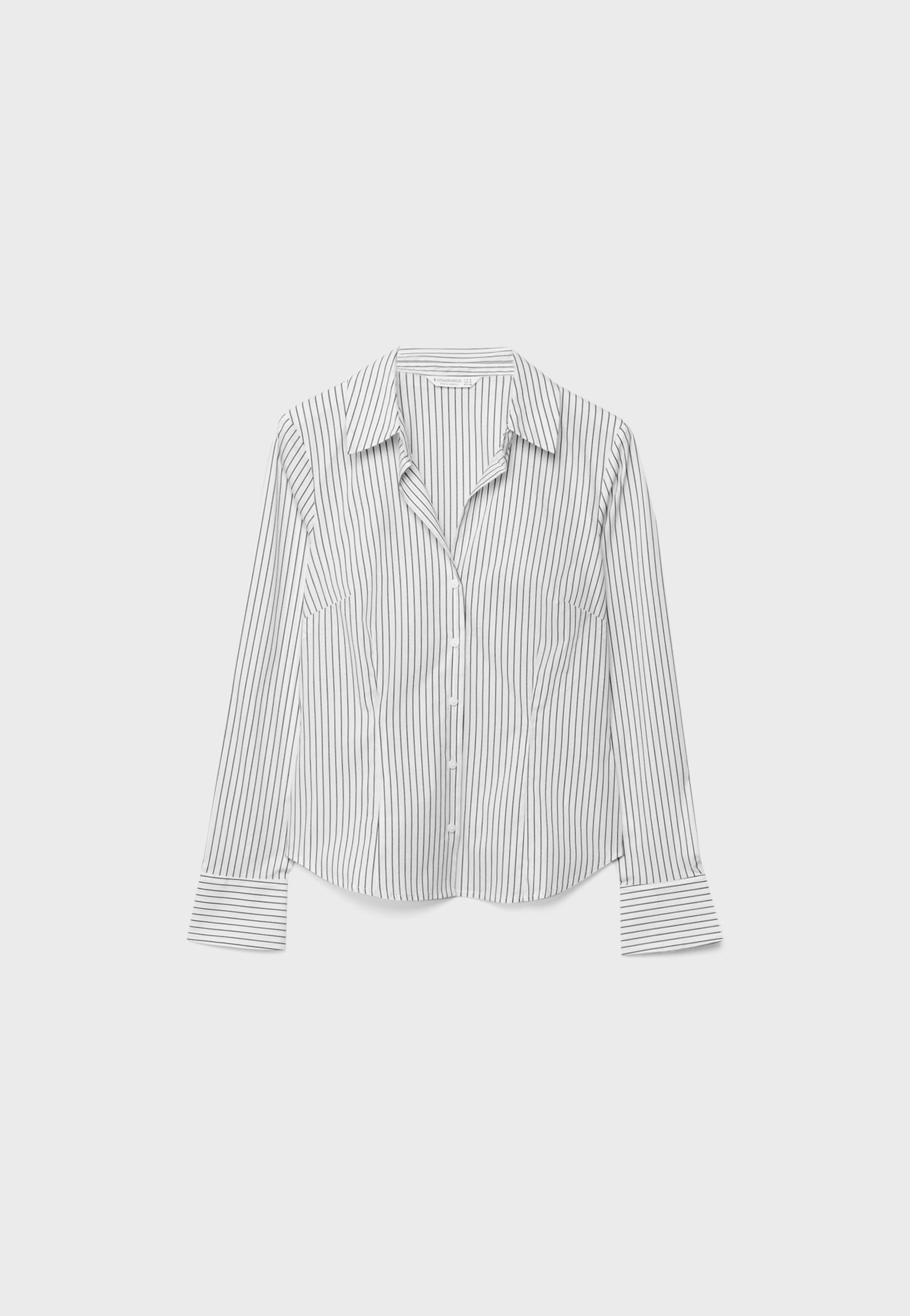 Basic striped fitted shirt — Black