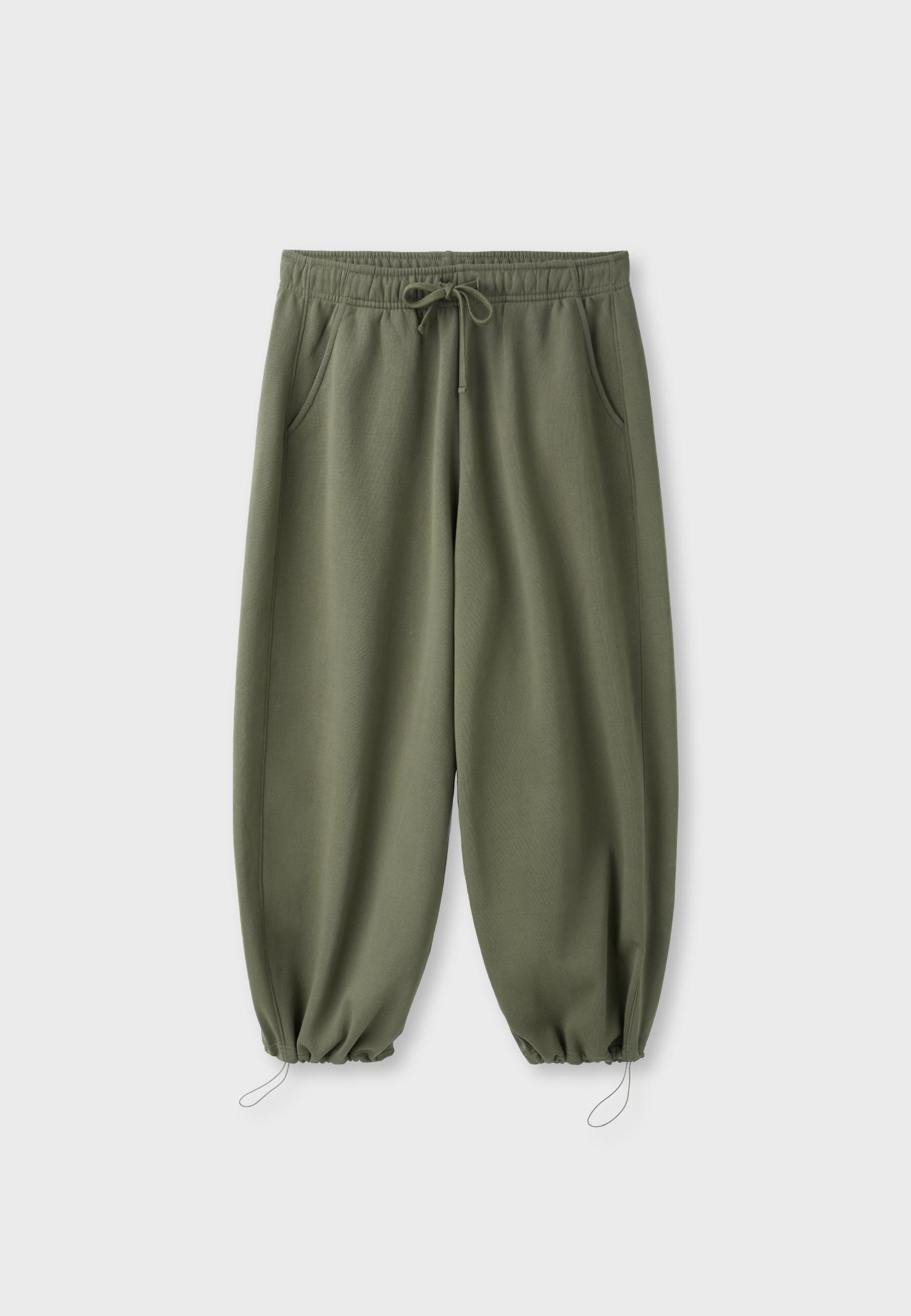 Plush jogger trousers with toggles — Khaki