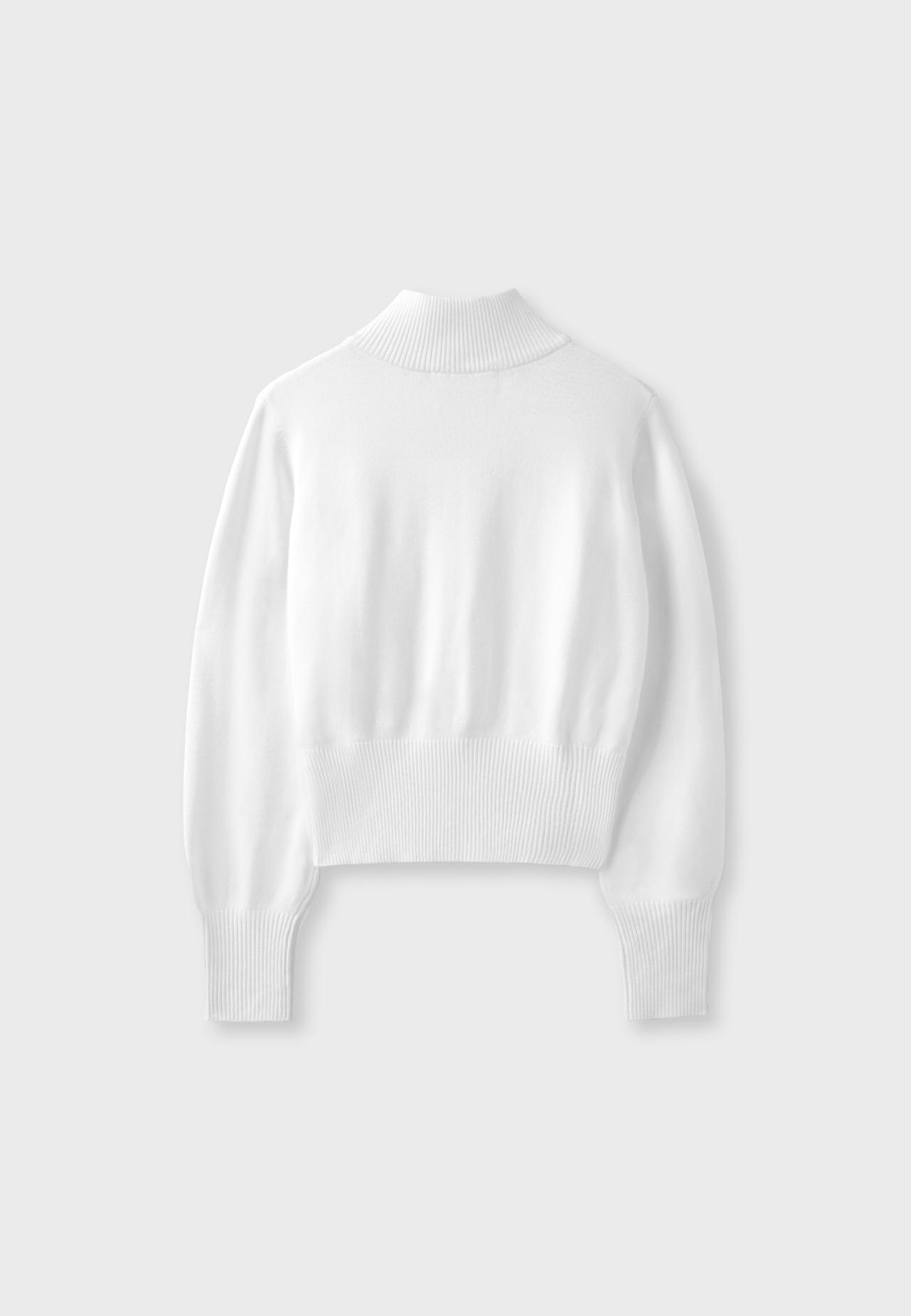 Fitted zip-up knit cardigan — Ecru