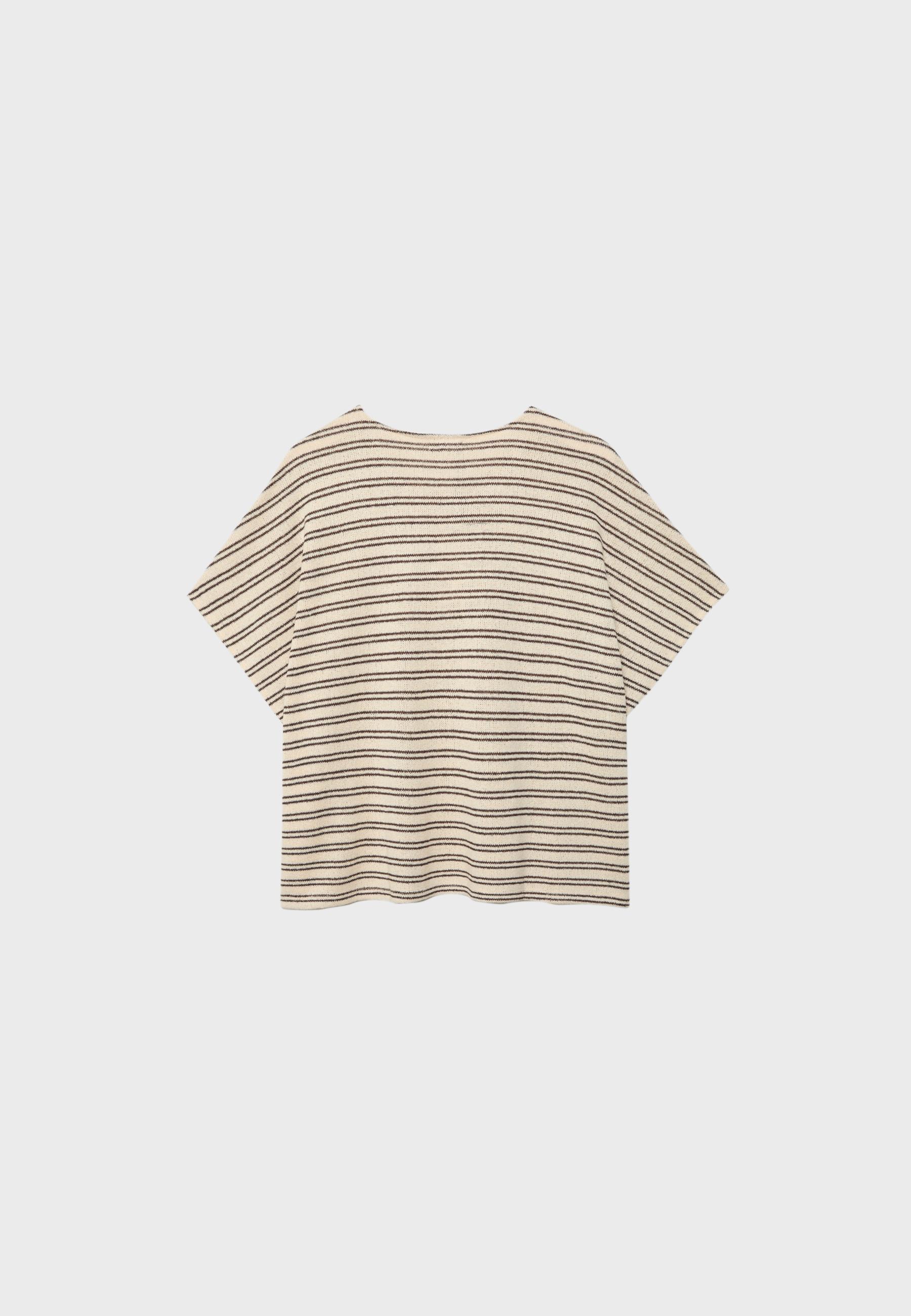 Striped rustic cape T-shirt — Stone