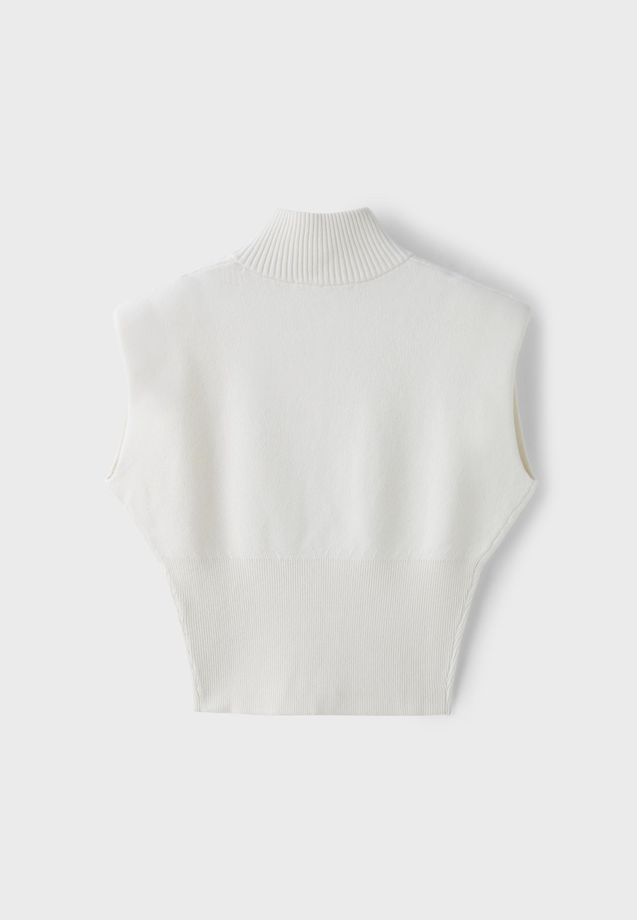 Zip-up knit vest with padded shoulders — Ice