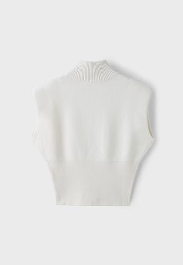 Zip-up knit vest with padded shoulders — Ice 8
