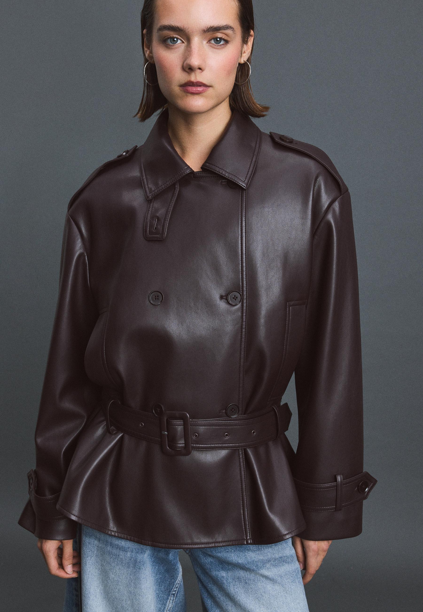 Stradivarius Peplum suni deri trençkot görsel 7