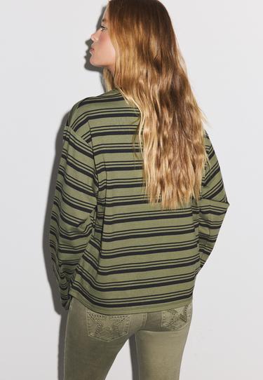 Striped long sleeve T-shirt — Khaki 5