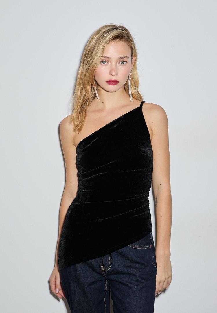 top asymetrique en velours