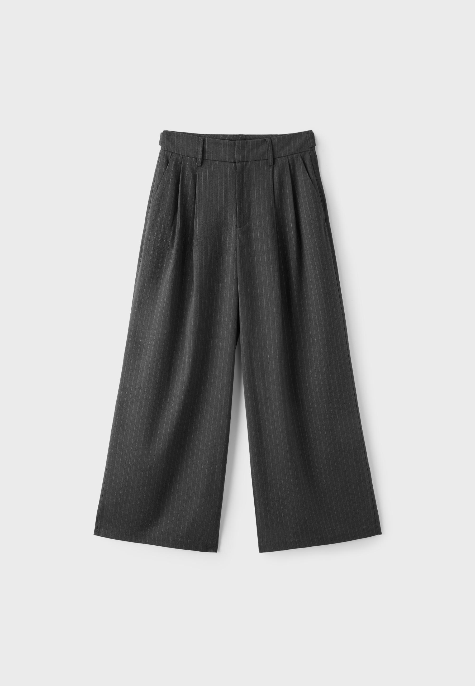 Striped wide-leg trousers — Grey