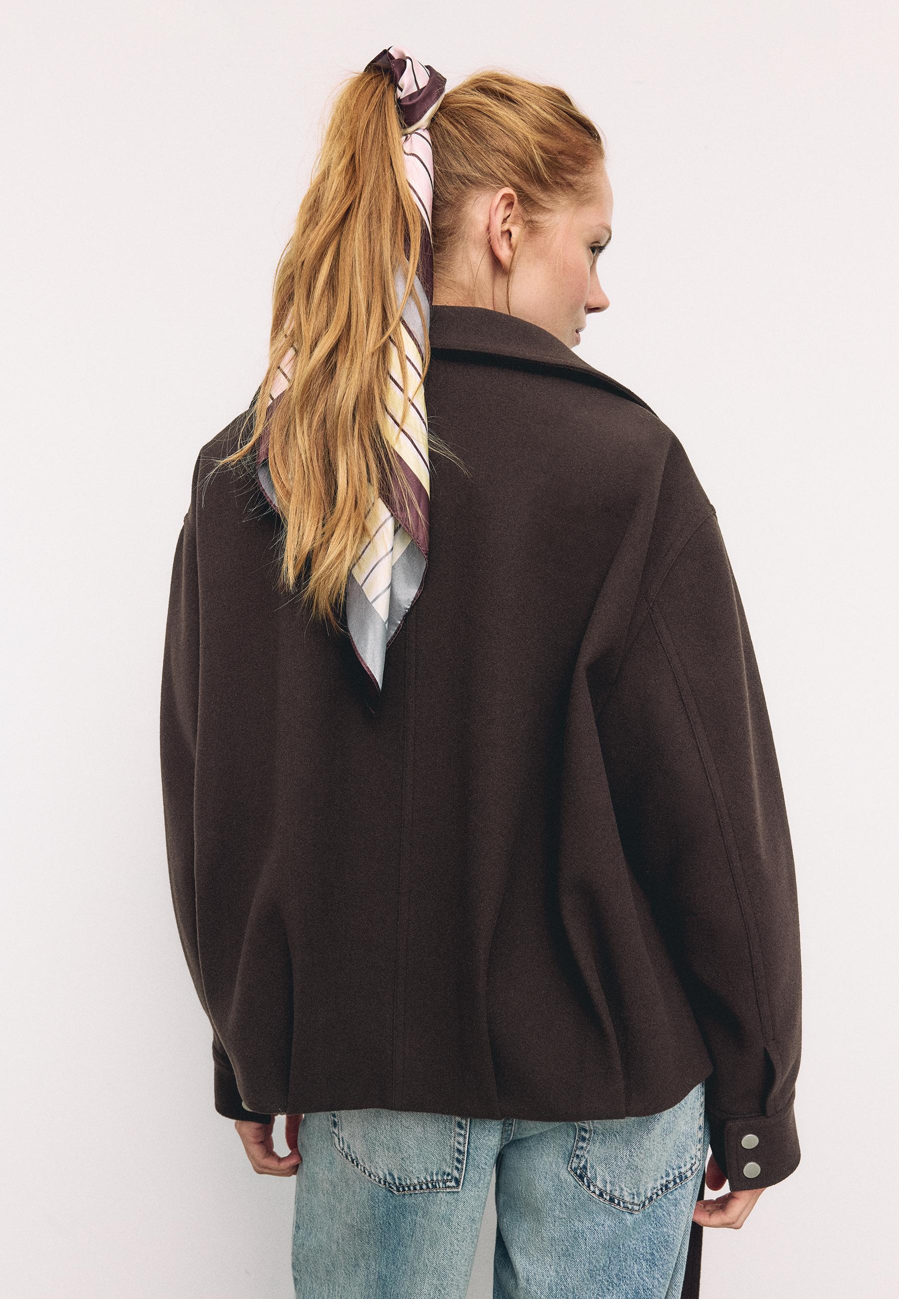 Oversize soft-touch bomber jacket — Brown