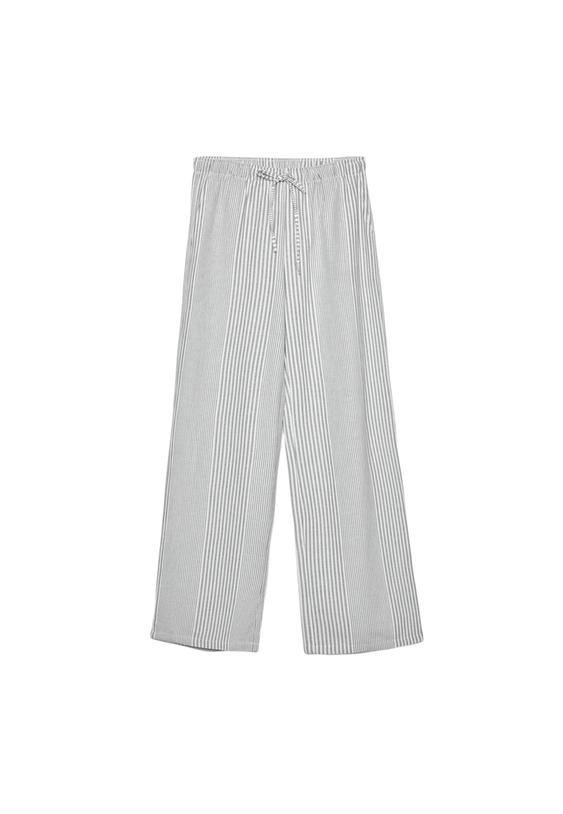 Dökümlü çizgili keten karışımlı pantolon_8